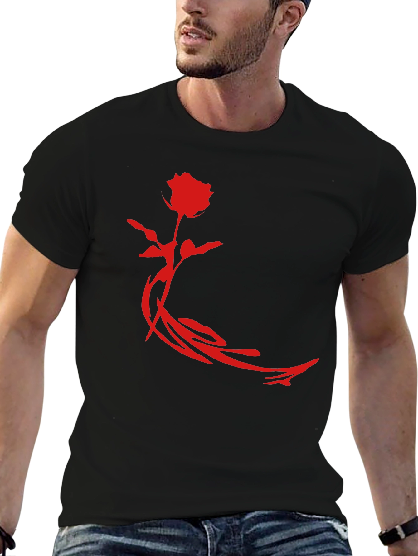 Rose Graphic Black T-Shirt - Stylish Mens Apparel