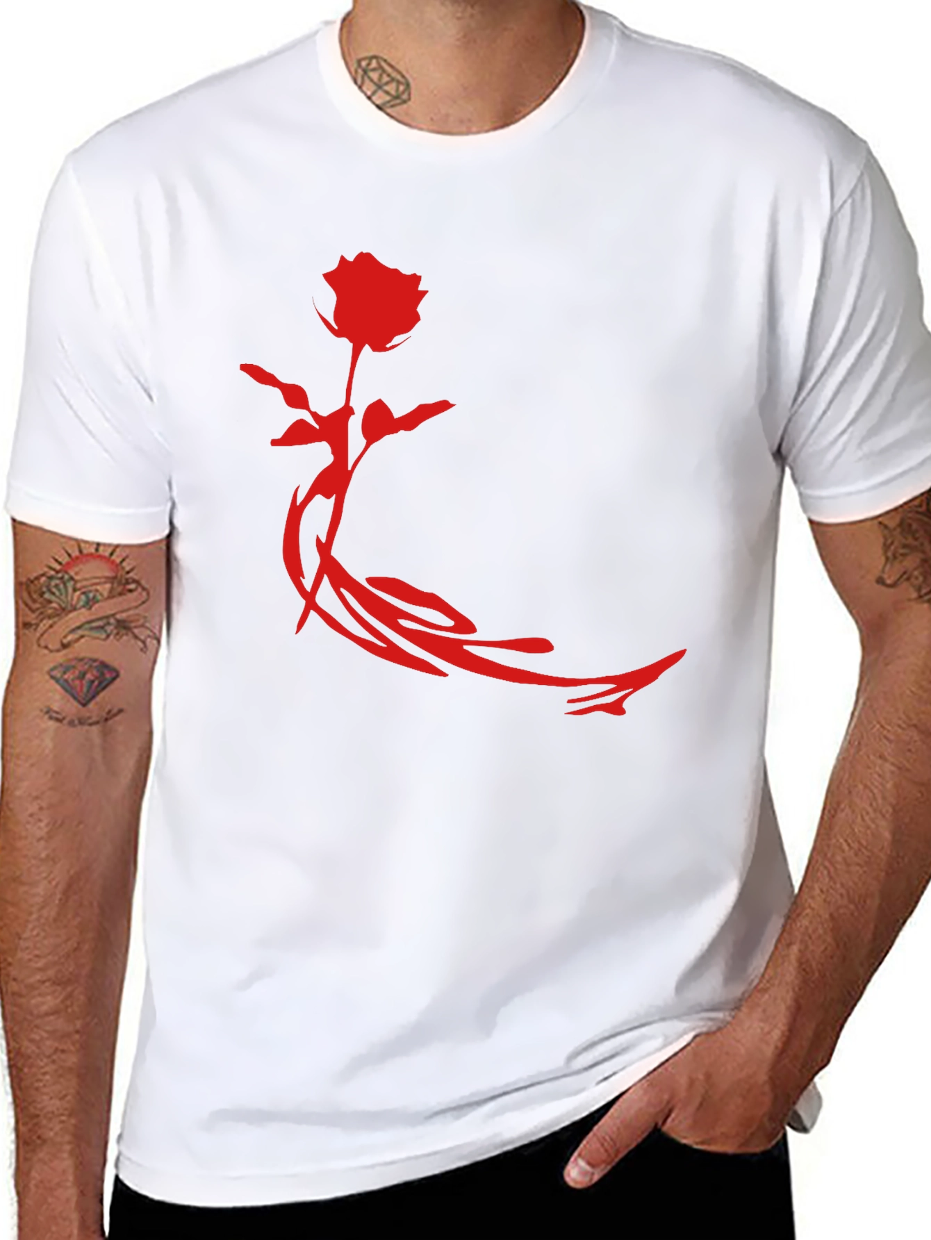 Rose Graphic Black T-Shirt - Stylish Mens Apparel
