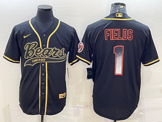 Men's Chicago Bears Justin Fields #1 Black Player Jerseys Joint Edition