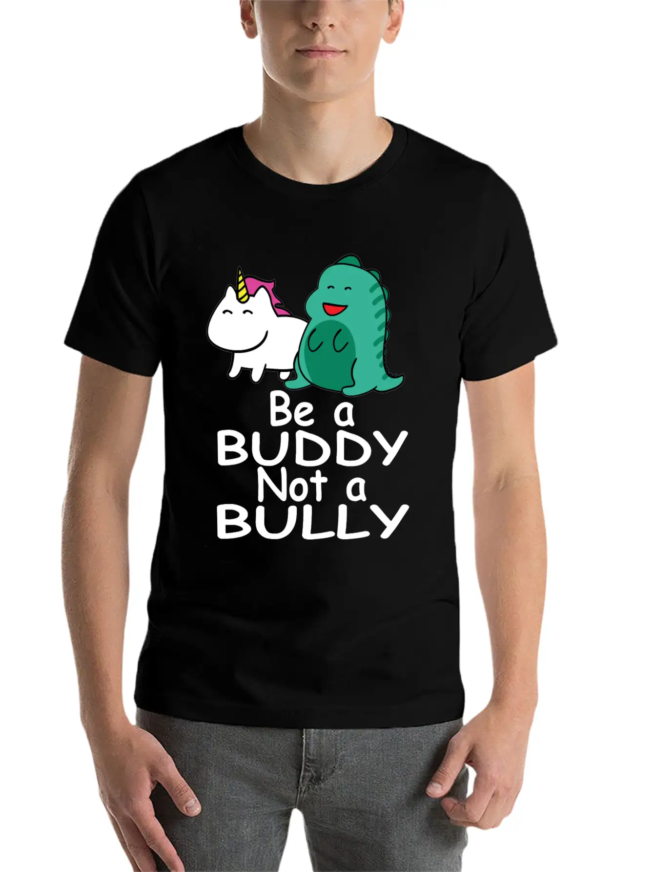 Be A Buddy Not A Bully Mythical Creatures Anti Comfortable Minimalist Graphic Tee – Summer Style Essential