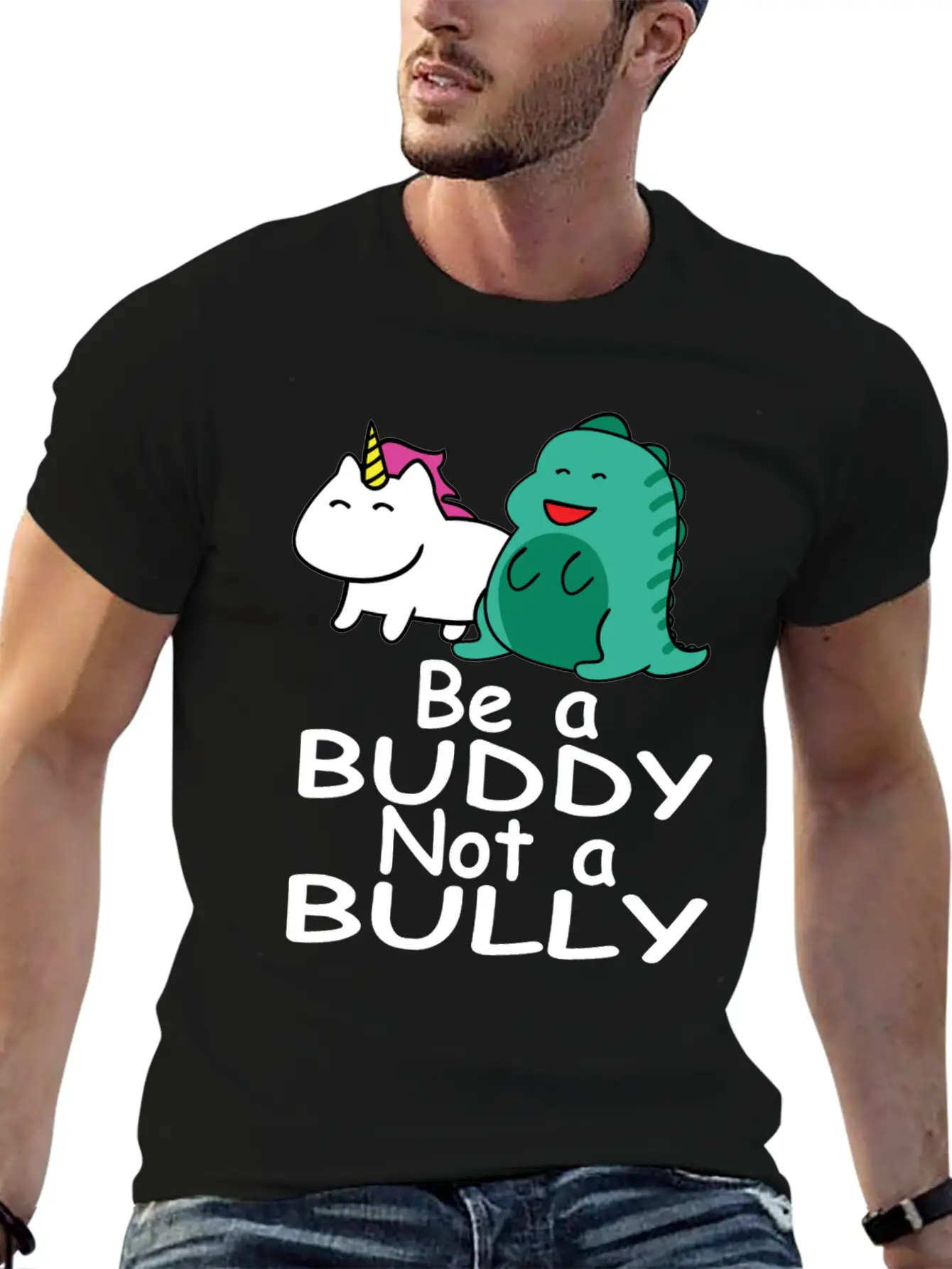 Be A Buddy Not A Bully Mythical Creatures Anti Comfortable Minimalist Graphic Tee – Summer Style Essential