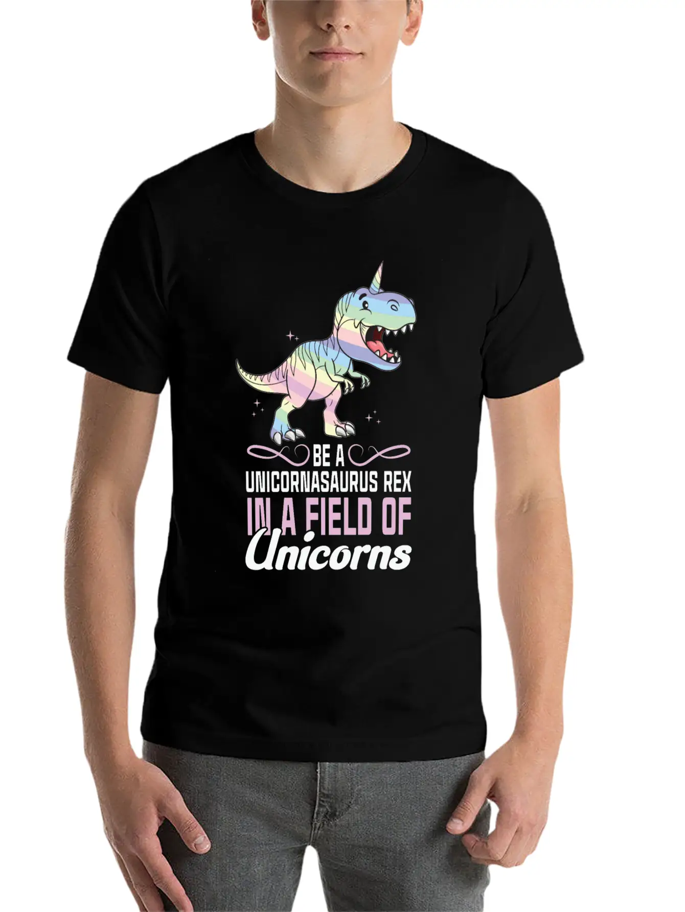 Be A Unicornasaurus Rex In A Field Of Unicorns Stylish Everyday T-Shirt – Unisex Basic Cotton Tee
