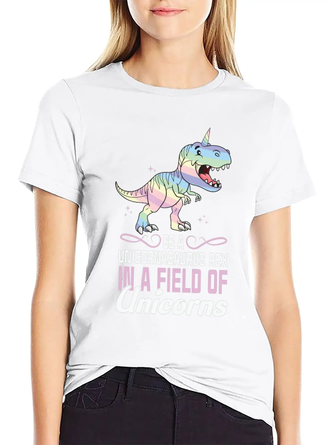 Be A Unicornasaurus Rex In A Field Of Unicorns Stylish Everyday T-Shirt – Unisex Basic Cotton Tee