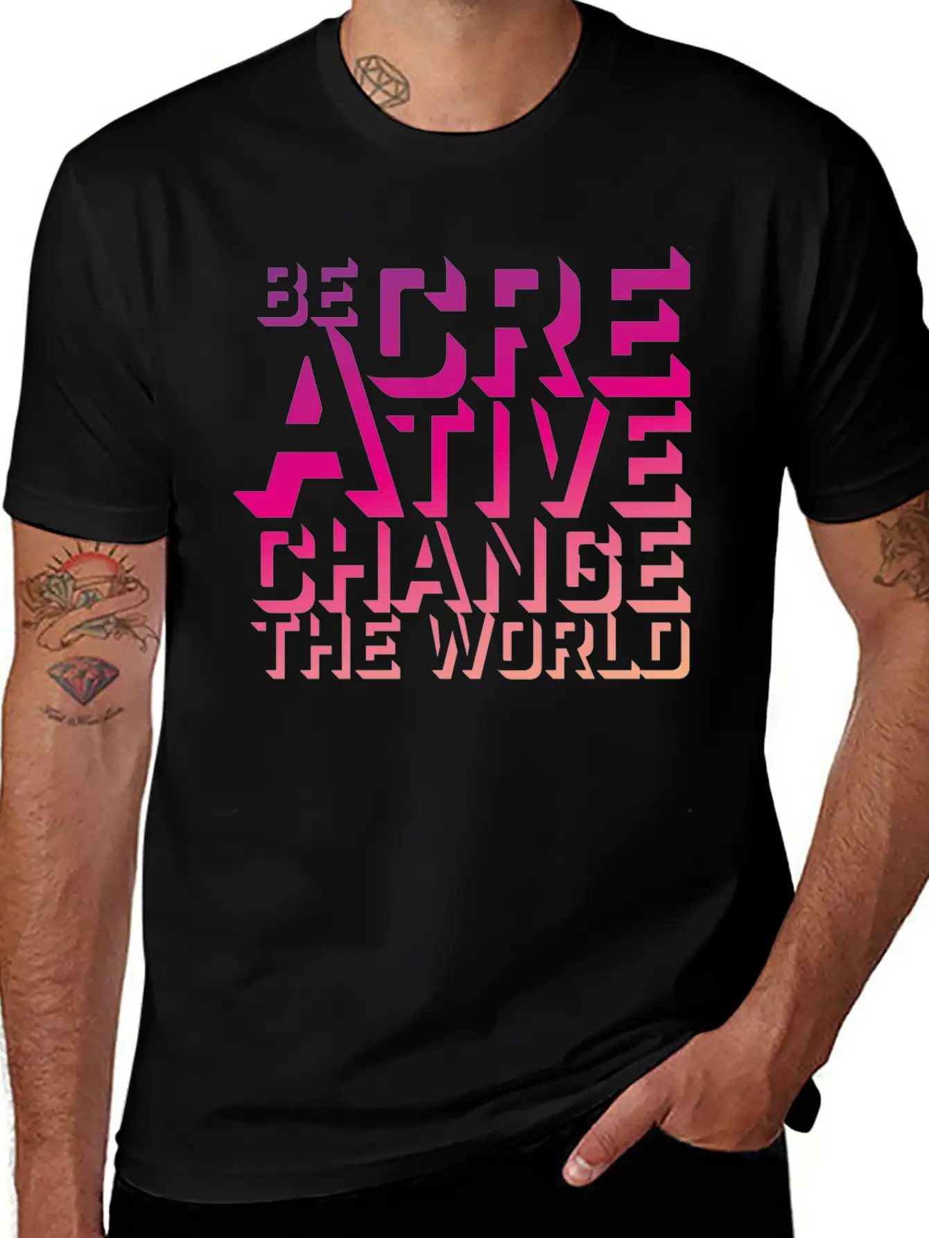 Be Creative Change The World Comfortable Minimalist Graphic Tee – Summer Style Essential