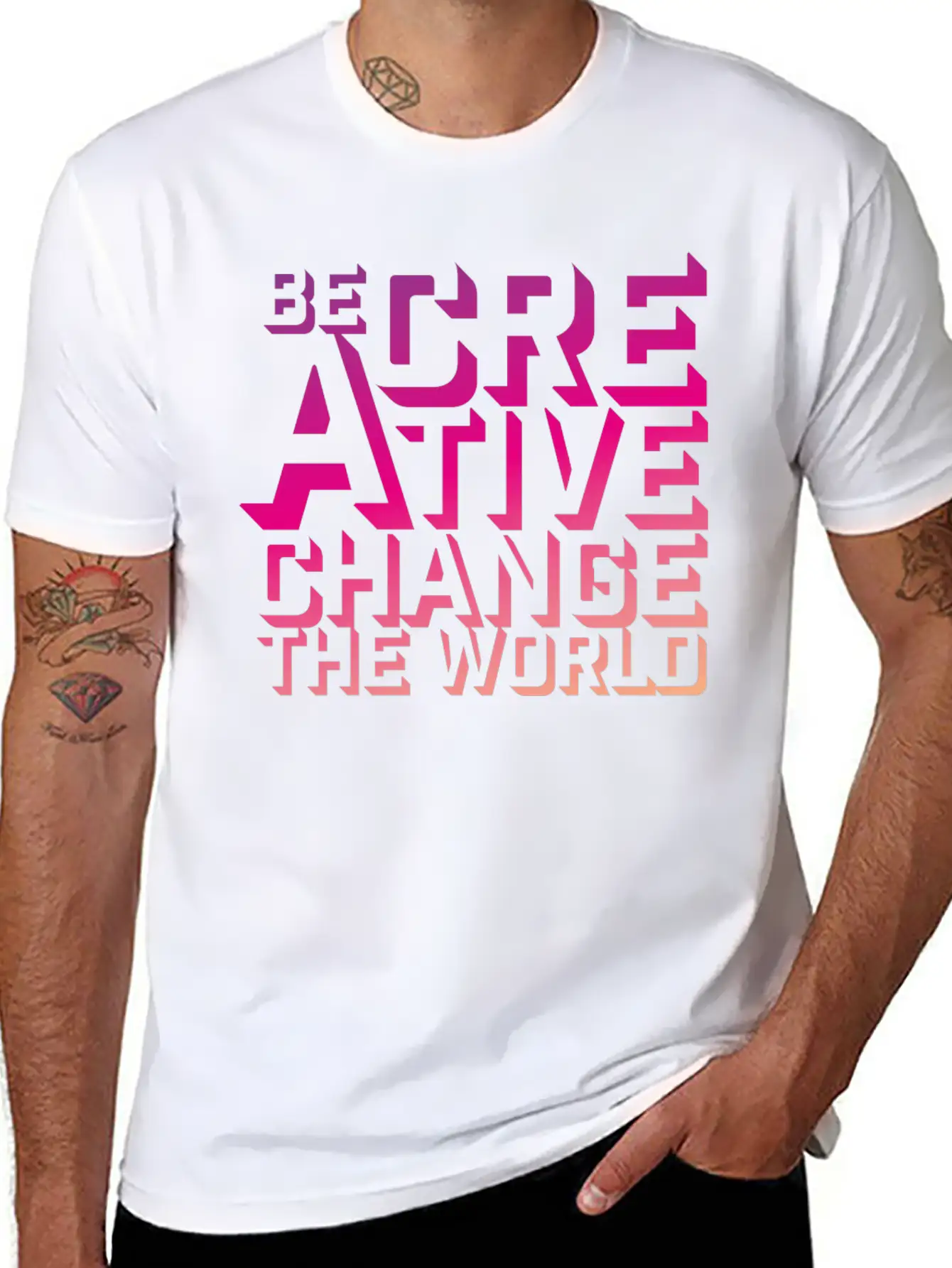 Be Creative Change The World Comfortable Minimalist Graphic Tee – Summer Style Essential