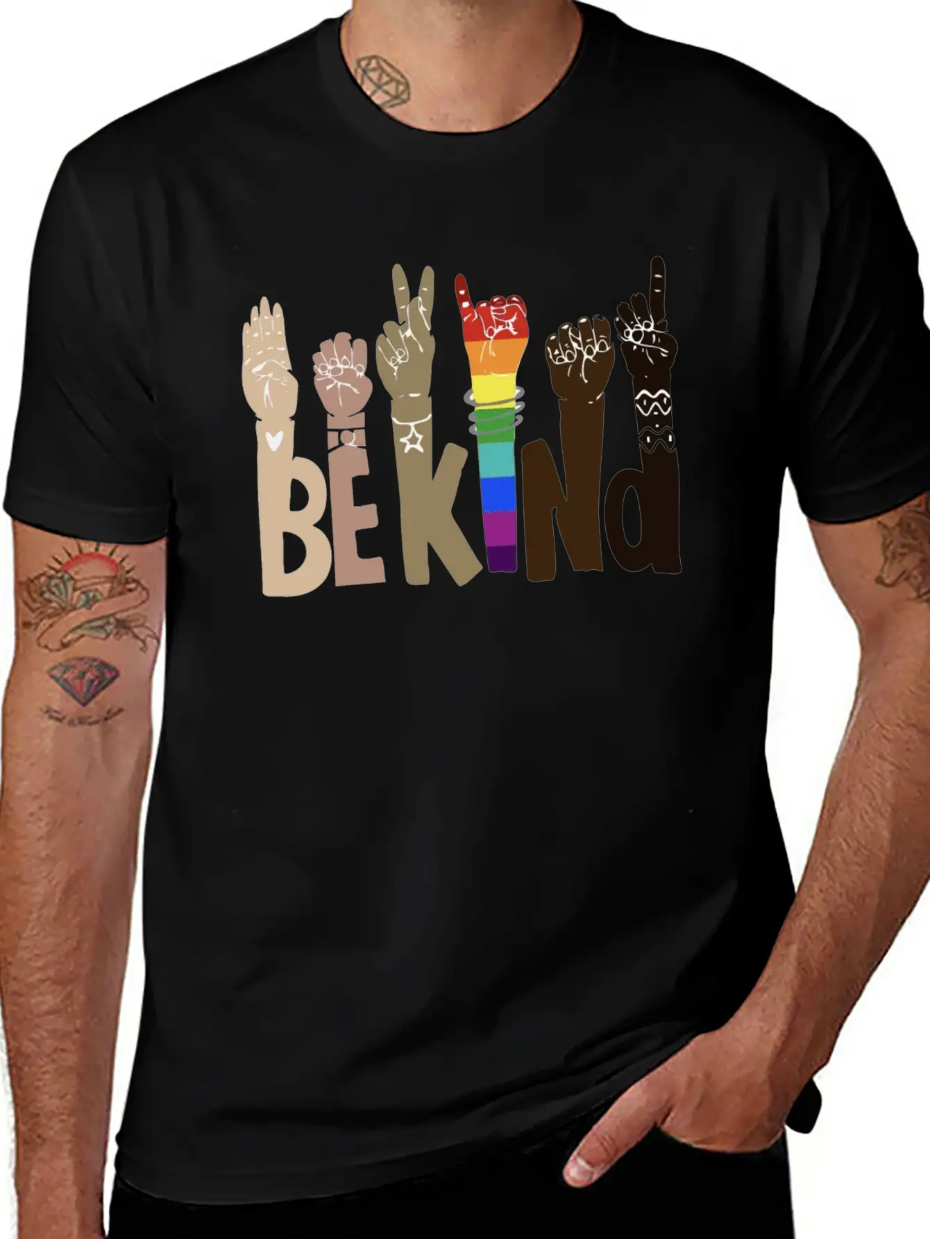 Be Kind Sign Language Shirt Be Kind Rainbow Essential Unisex Summer Tee – Soft Cotton Casual Fit