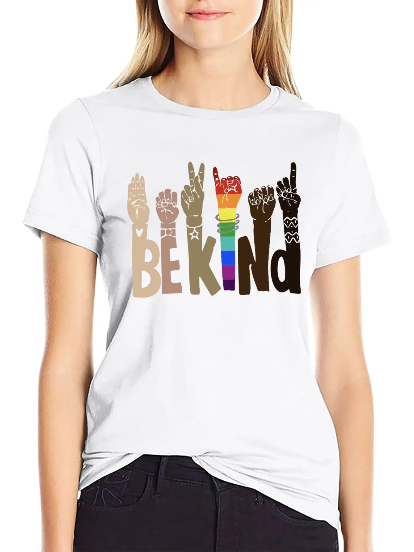 Be Kind Sign Language Shirt Be Kind Rainbow Essential Unisex Summer Tee – Soft Cotton Casual Fit