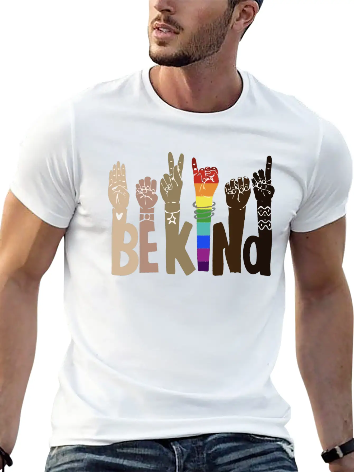 Be Kind Sign Language Shirt Be Kind Rainbow Essential Unisex Summer Tee – Soft Cotton Casual Fit