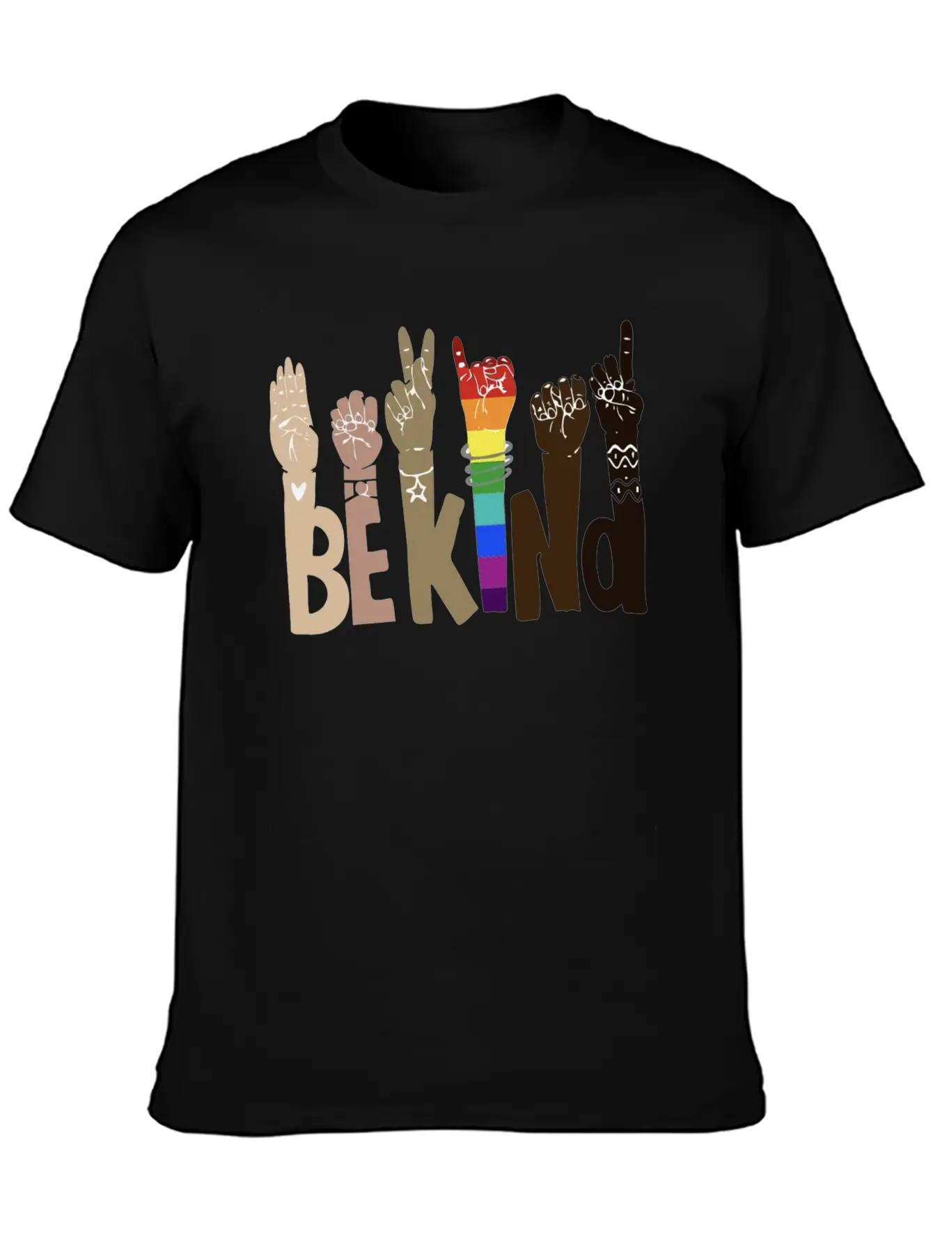 Be Kind Sign Language Shirt Be Kind Rainbow Essential Unisex Summer Tee – Soft Cotton Casual Fit