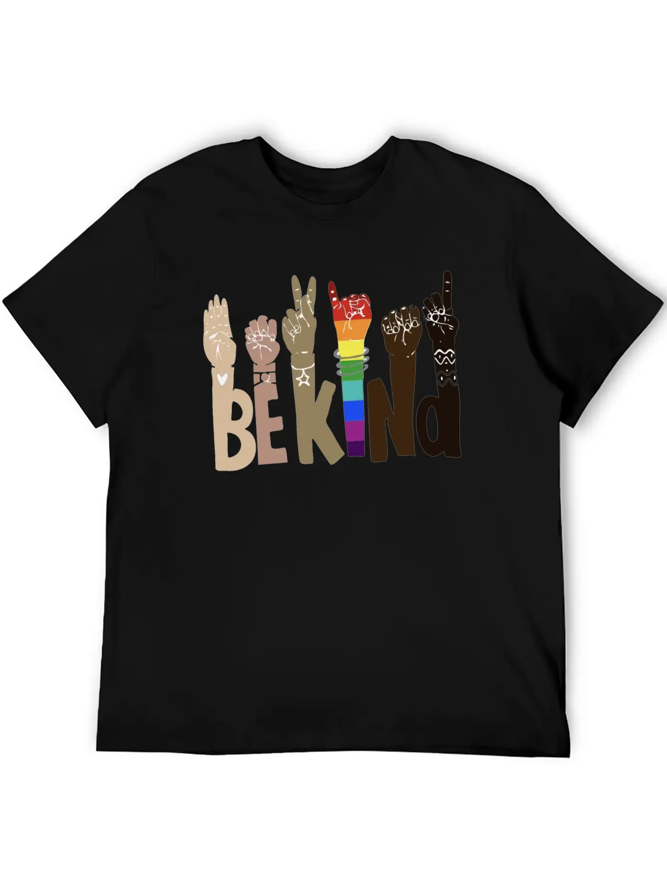 Be Kind Sign Language Shirt Be Kind Rainbow Essential Unisex Summer Tee – Soft Cotton Casual Fit