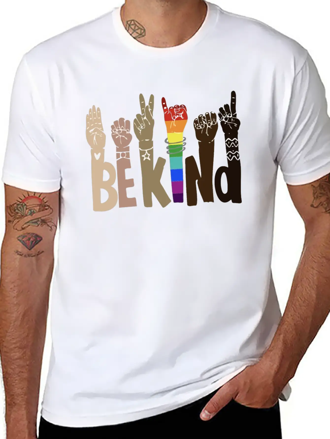 Be Kind Sign Language Shirt Be Kind Rainbow Essential Unisex Summer Tee – Soft Cotton Casual Fit