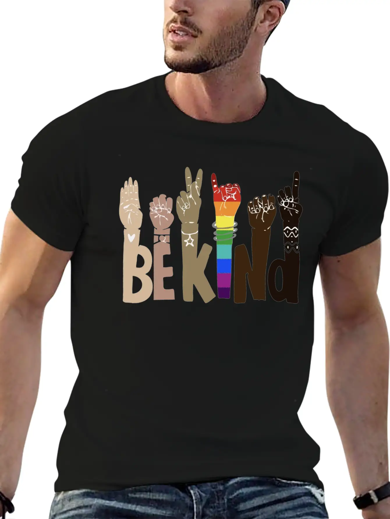 Be Kind Sign Language Shirt Be Kind Rainbow Essential Unisex Summer Tee – Soft Cotton Casual Fit