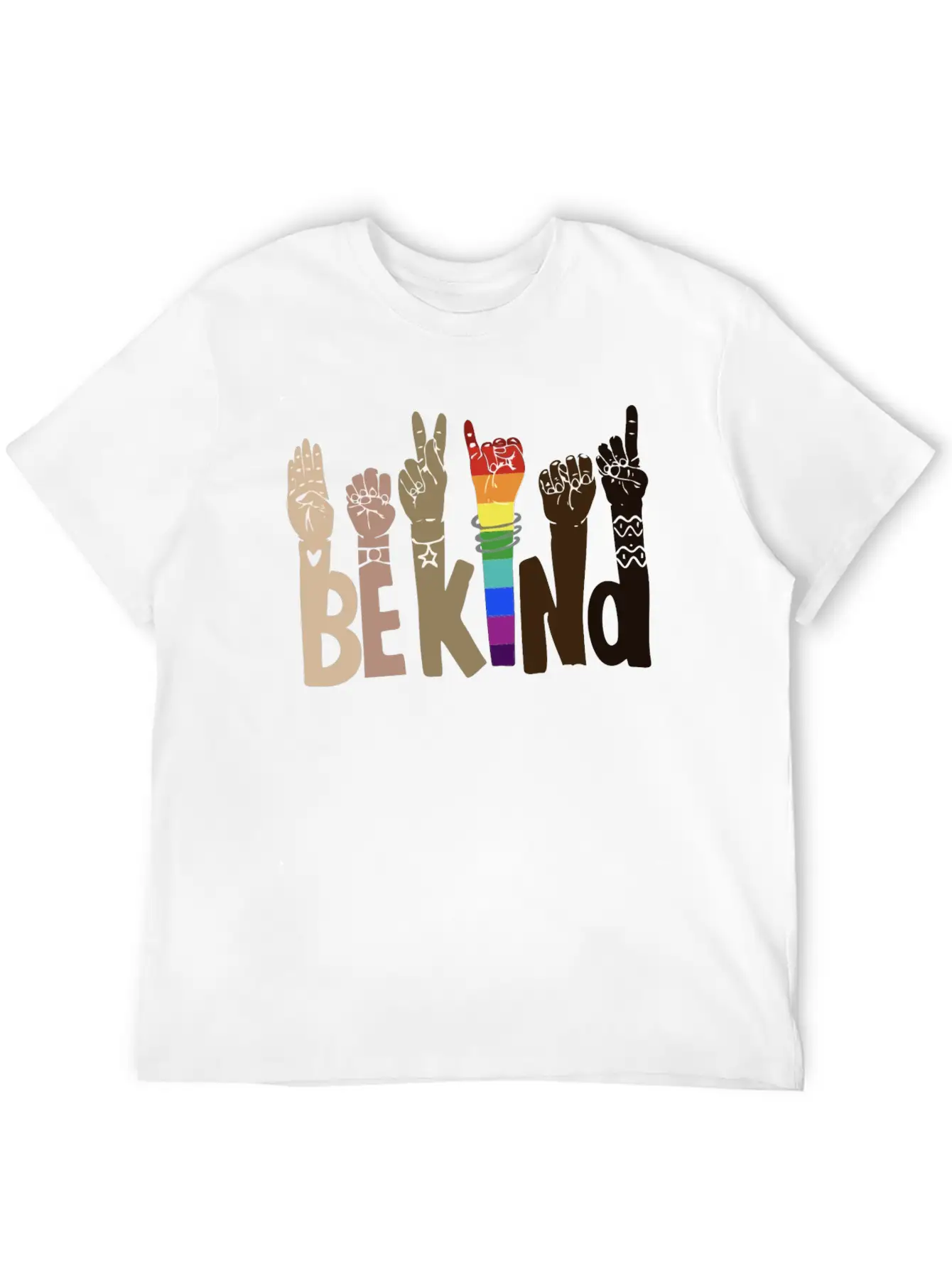 Be Kind Sign Language Shirt Be Kind Rainbow Essential Unisex Summer Tee – Soft Cotton Casual Fit