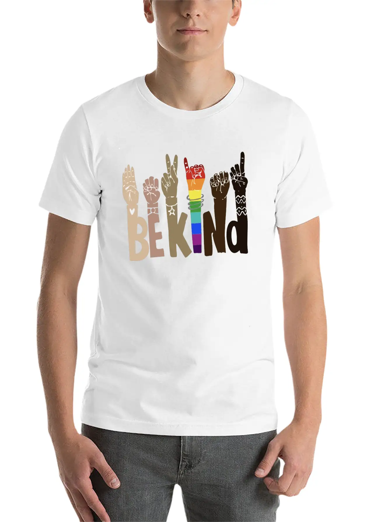 Be Kind Sign Language Shirt Be Kind Rainbow Essential Unisex Summer Tee – Soft Cotton Casual Fit