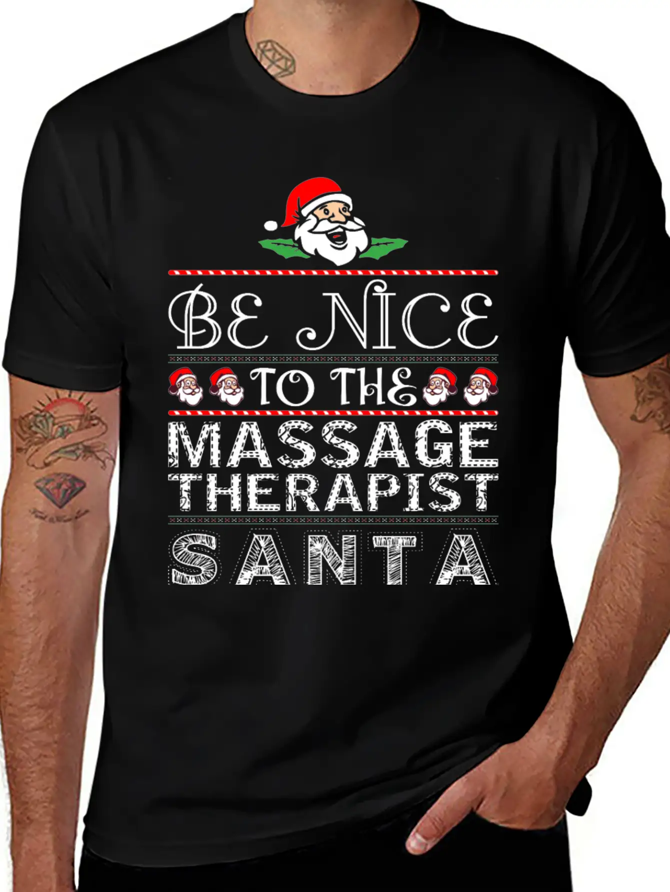 Be Nice To Massage Therapist Santa Is Watching Basic Graphic T-Shirt – Daily Comfort In Soft Cotton