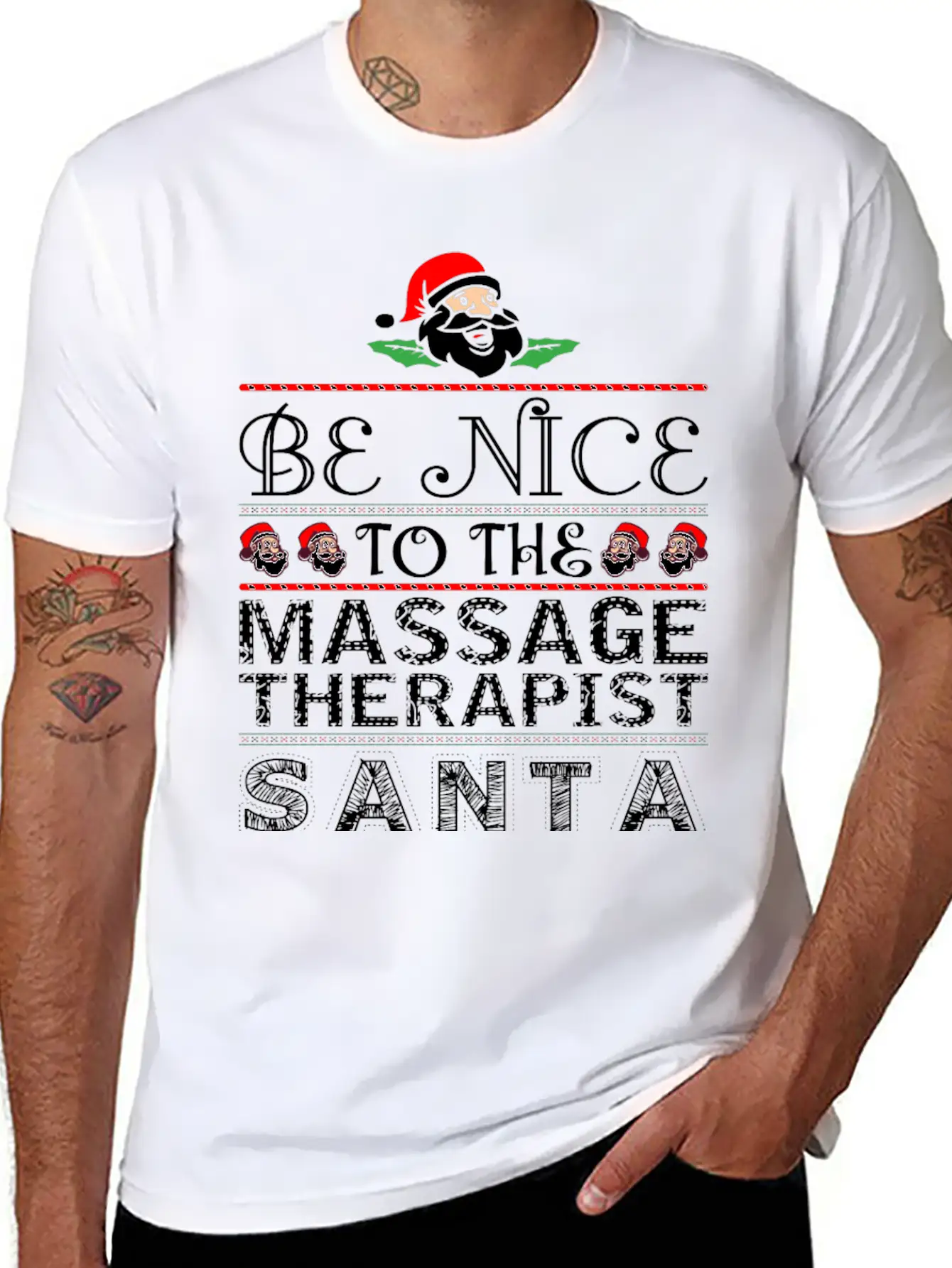 Be Nice To Massage Therapist Santa Is Watching Basic Graphic T-Shirt – Daily Comfort In Soft Cotton