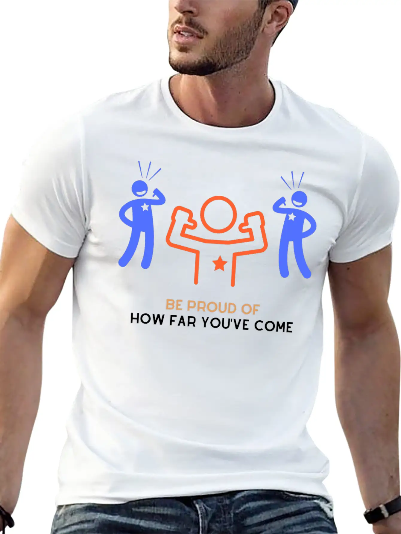Be Proud Of How Far You've Come Unisex Short Sleeve Soft Cotton T-Shirt – Casual Everyday Wear