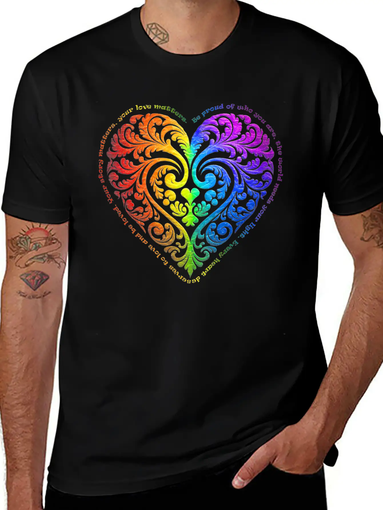 Be Proud Of Who You Are... - Gradient Heart No.27 Stylish Everyday T-Shirt – Unisex Basic Cotton Tee