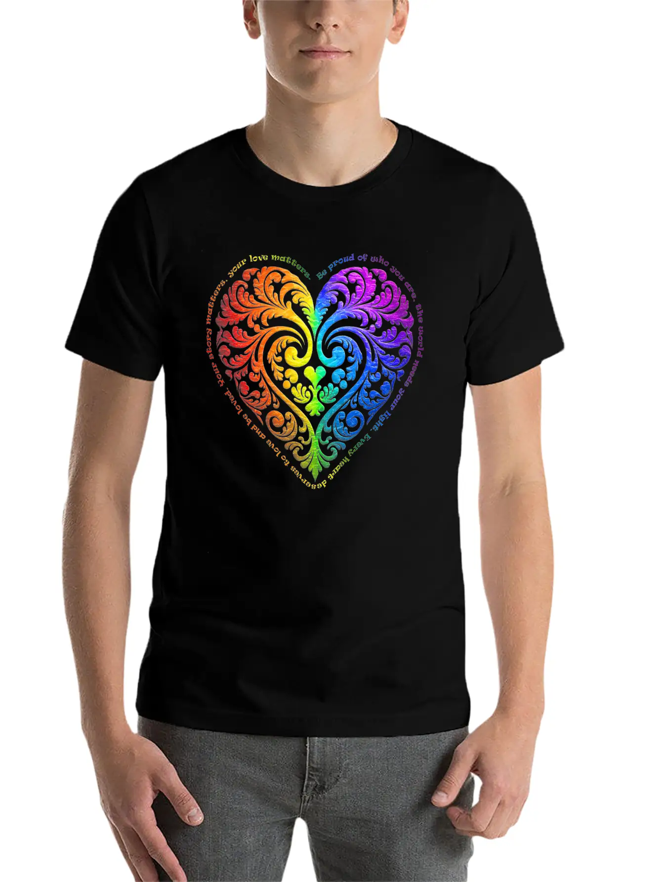 Be Proud Of Who You Are... - Gradient Heart No.27 Stylish Everyday T-Shirt – Unisex Basic Cotton Tee
