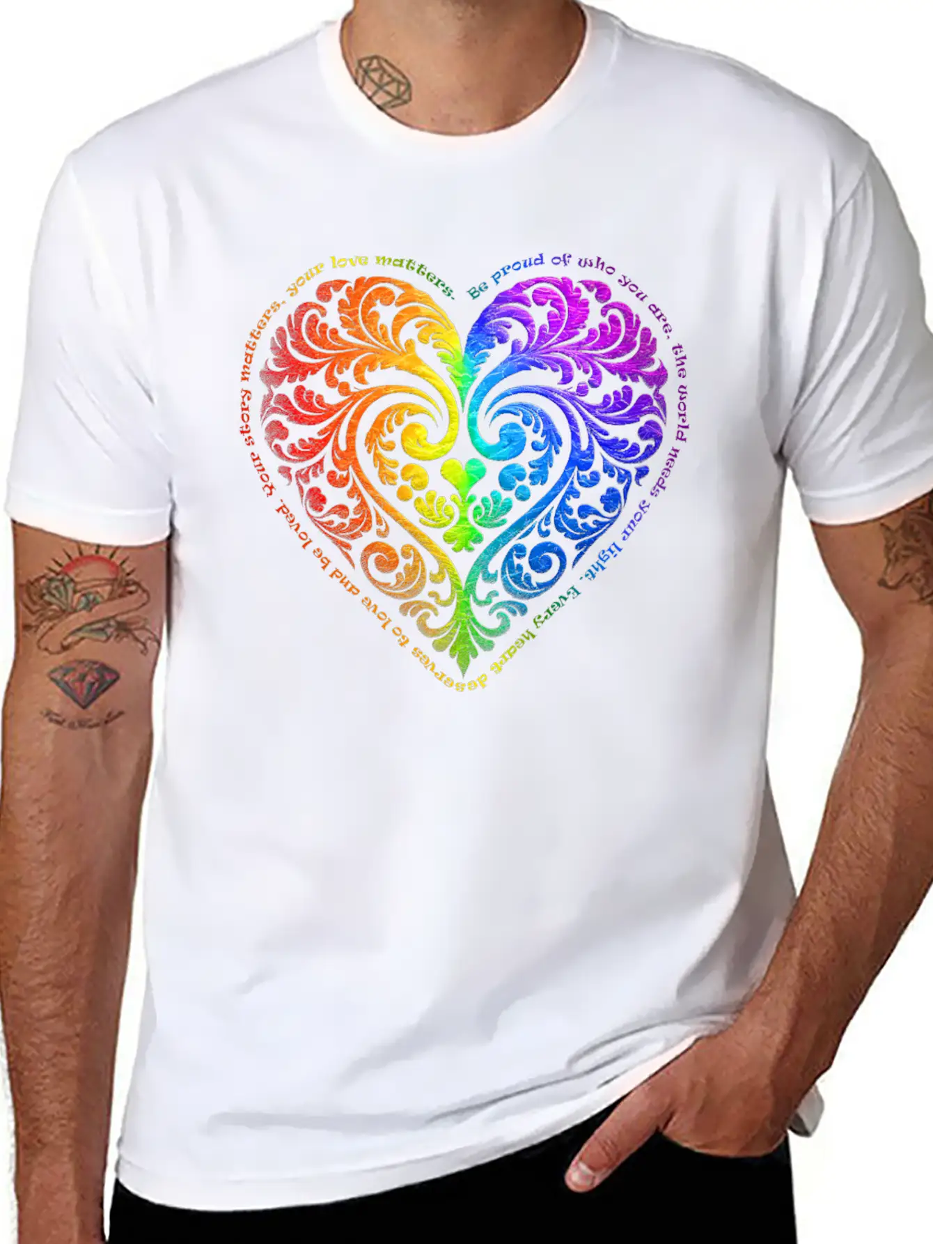 Be Proud Of Who You Are... - Gradient Heart No.27 Stylish Everyday T-Shirt – Unisex Basic Cotton Tee