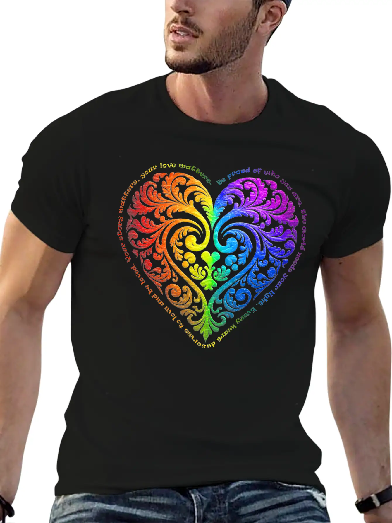 Be Proud Of Who You Are... - Gradient Heart No.27 Stylish Everyday T-Shirt – Unisex Basic Cotton Tee