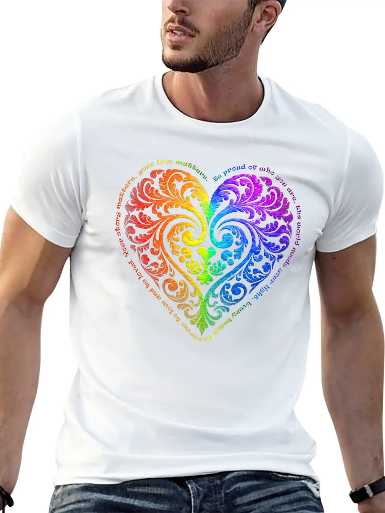 Be Proud Of Who You Are... - Gradient Heart No.27 Stylish Everyday T-Shirt – Unisex Basic Cotton Tee