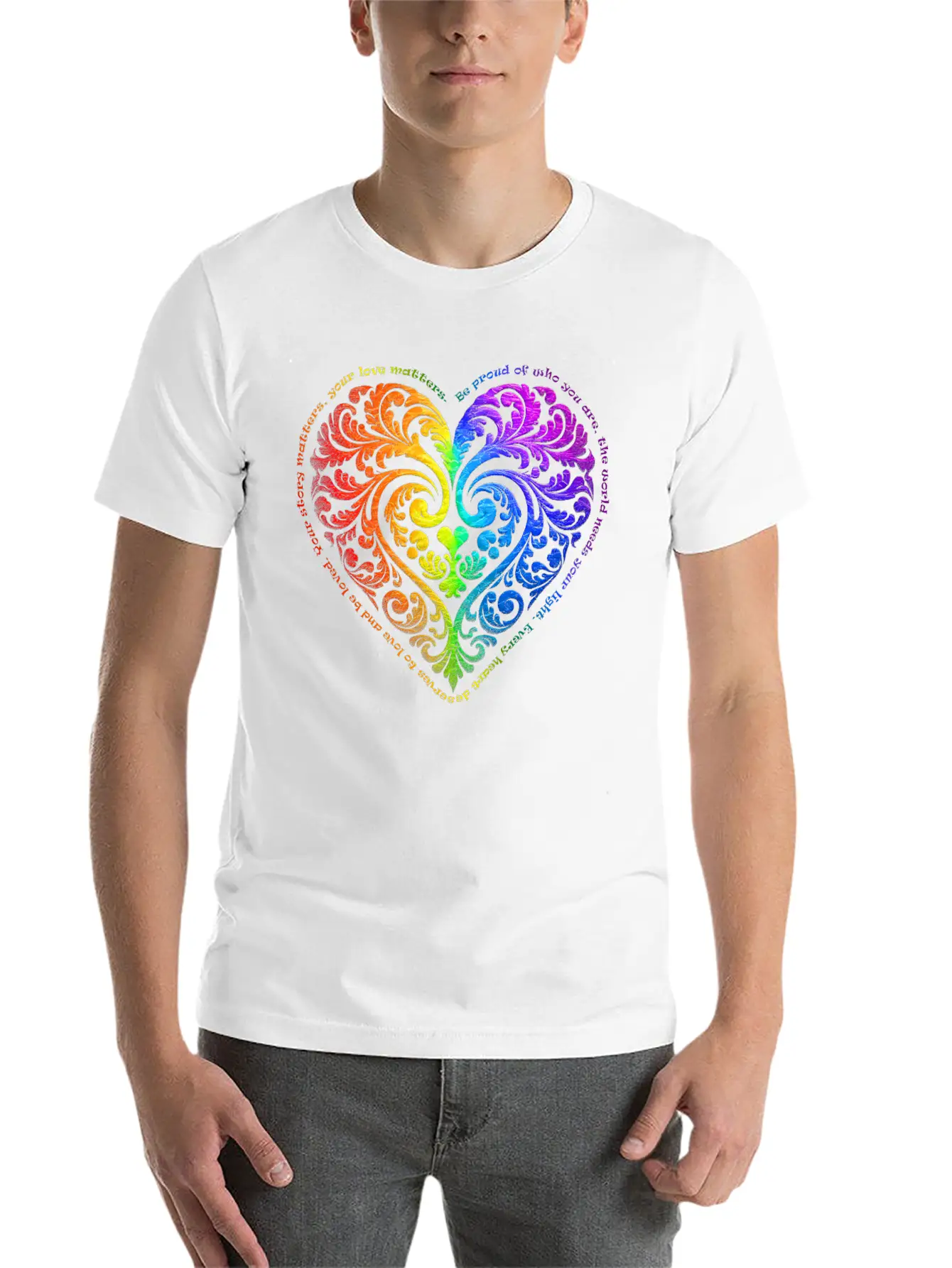 Be Proud Of Who You Are... - Gradient Heart No.27 Stylish Everyday T-Shirt – Unisex Basic Cotton Tee
