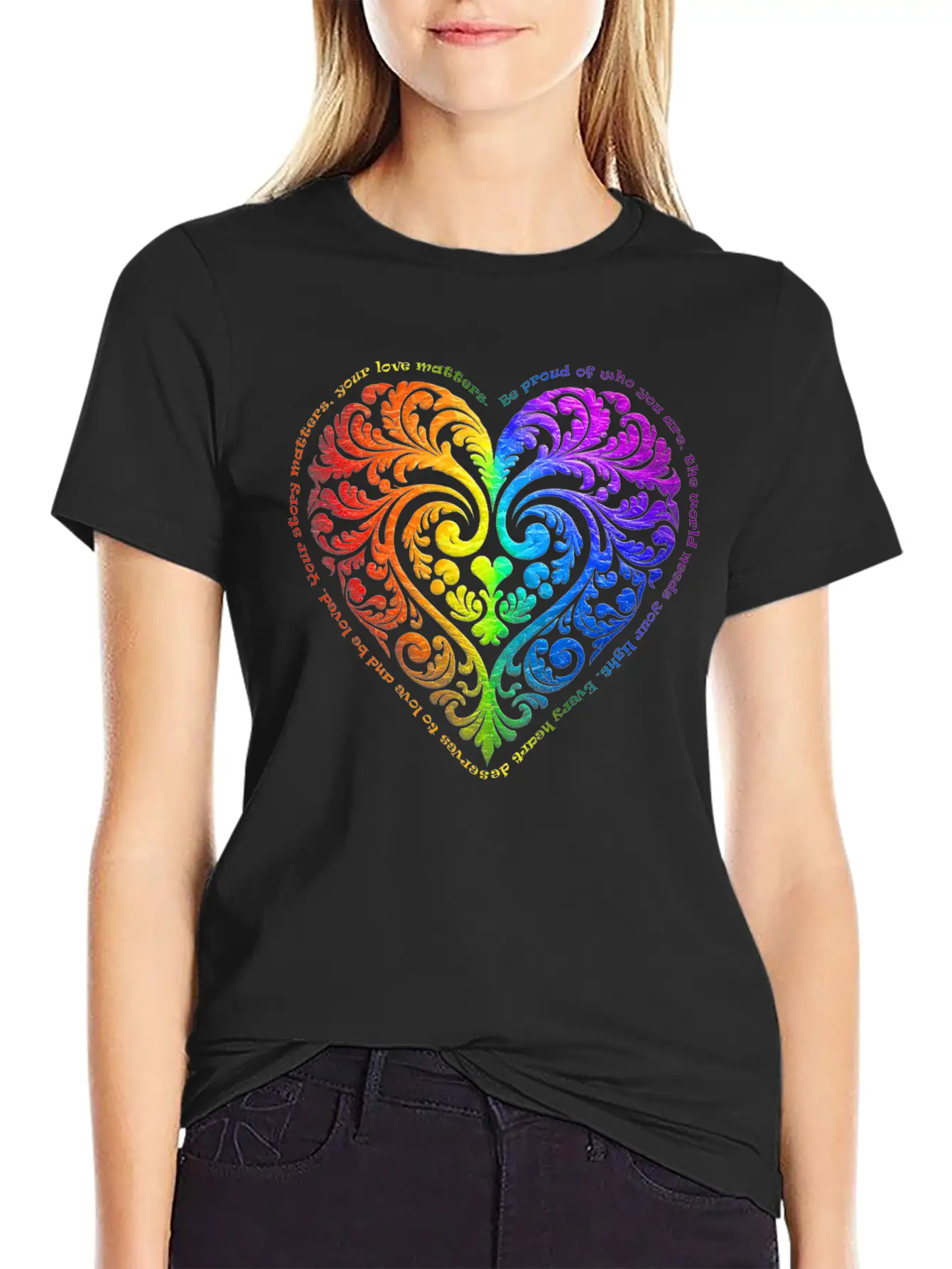 Be Proud Of Who You Are... - Gradient Heart No.27 Stylish Everyday T-Shirt – Unisex Basic Cotton Tee
