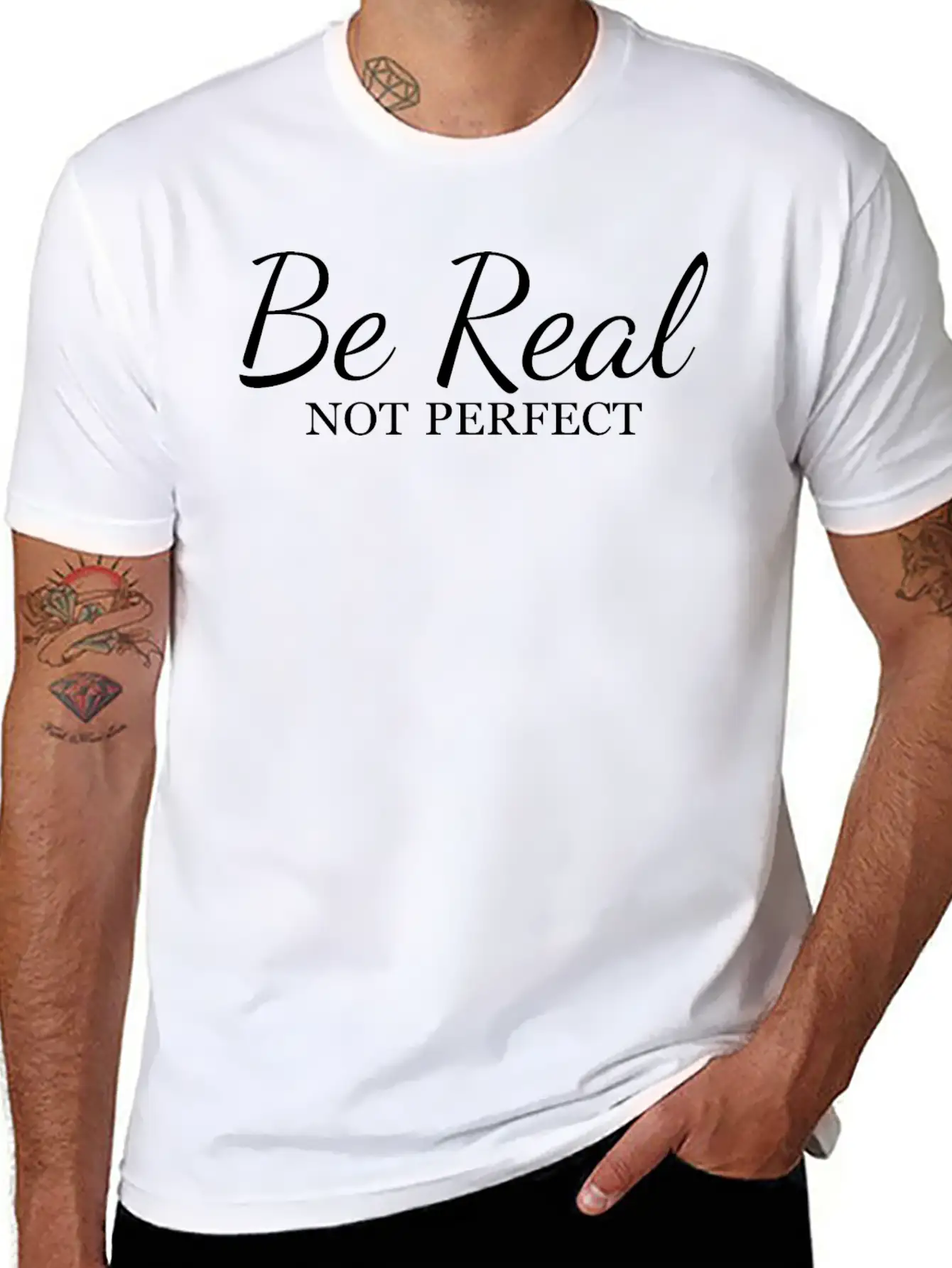 Be Real Not Perfect Unisex Short Sleeve Soft Cotton T-Shirt – Casual Everyday Wear
