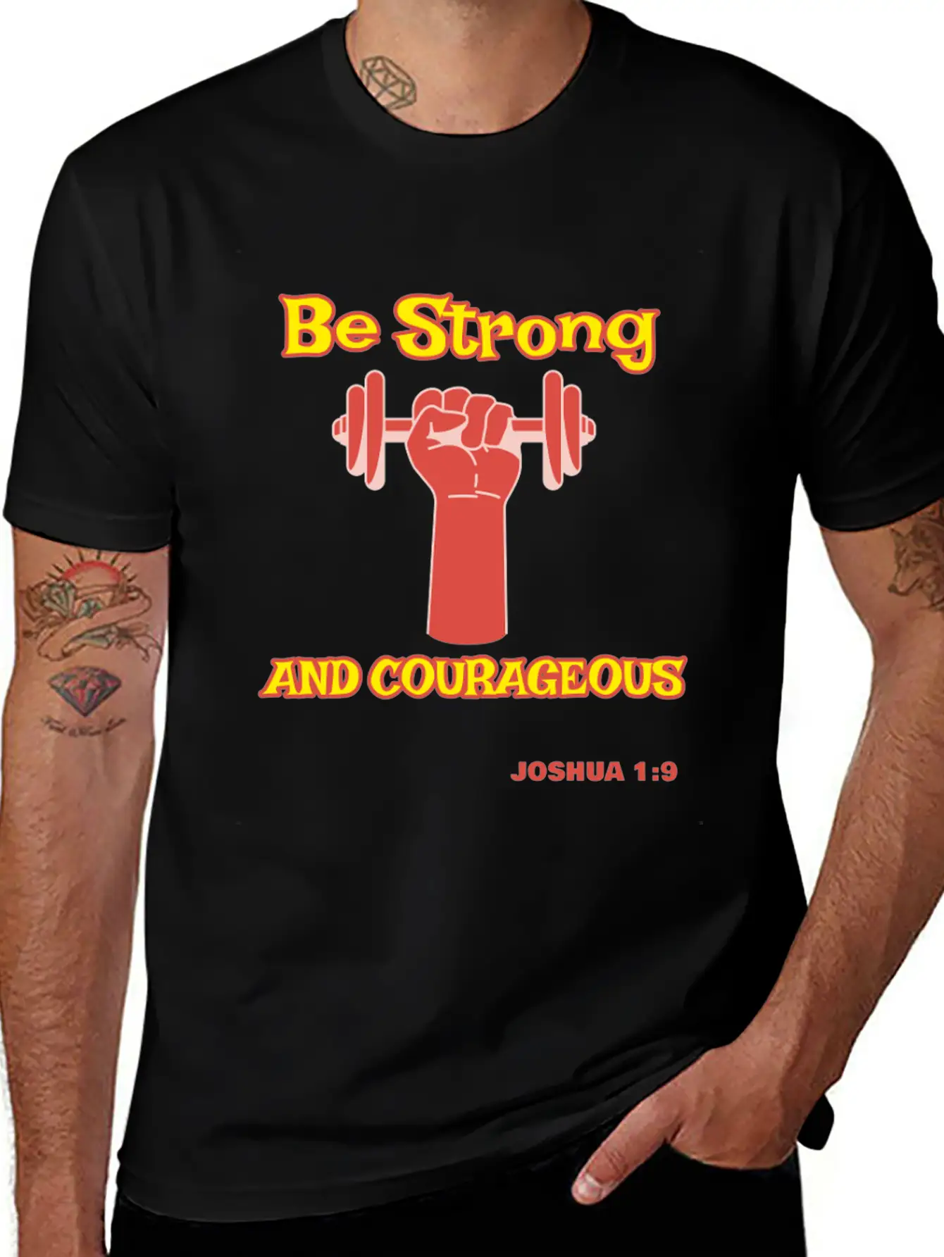 Be Strong And Courageous Joshua 1:9 Christian Tee Basic Graphic T-Shirt – Daily Comfort In Soft Cotton