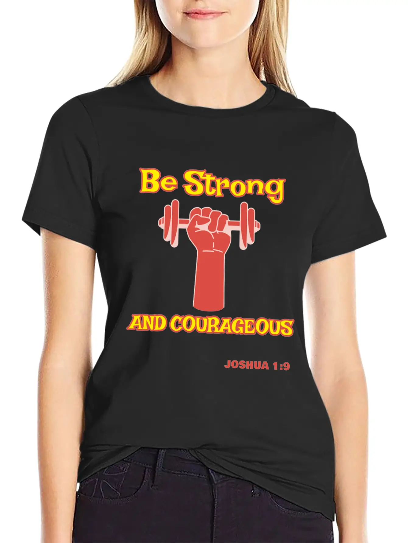 Be Strong And Courageous Joshua 1:9 Christian Tee Basic Graphic T-Shirt – Daily Comfort In Soft Cotton