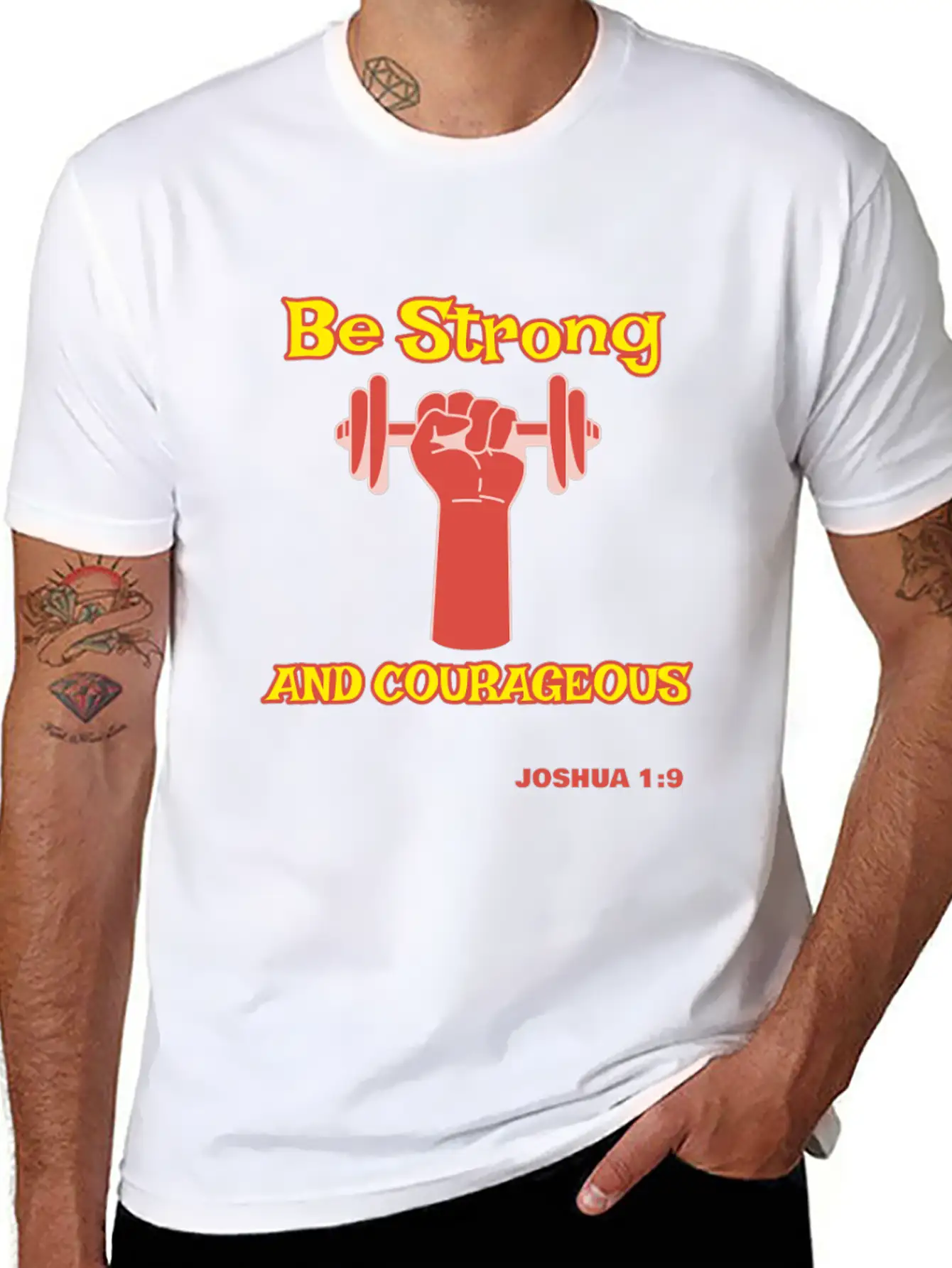 Be Strong And Courageous Joshua 1:9 Christian Tee Basic Graphic T-Shirt – Daily Comfort In Soft Cotton