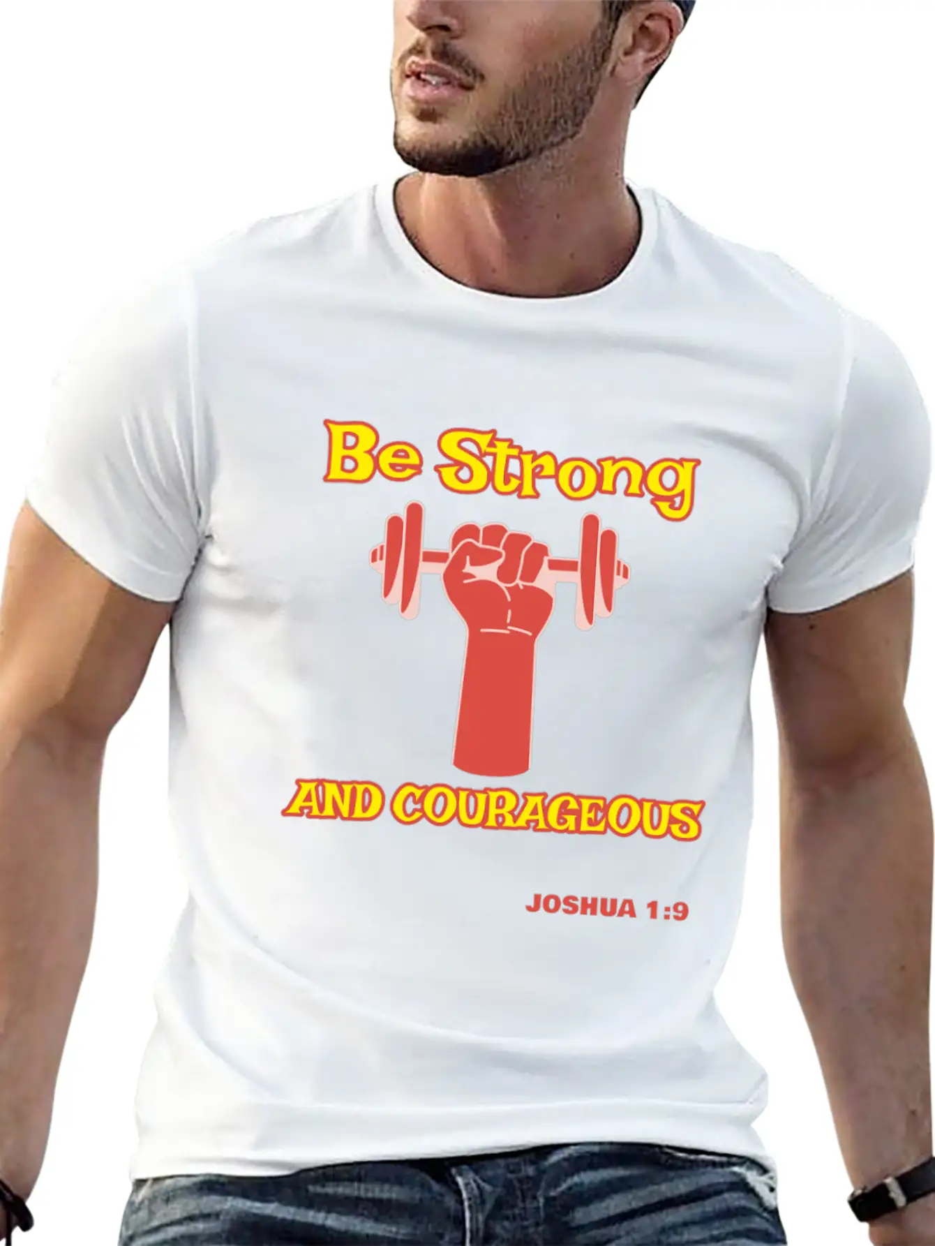 Be Strong And Courageous Joshua 1:9 Christian Tee Basic Graphic T-Shirt – Daily Comfort In Soft Cotton
