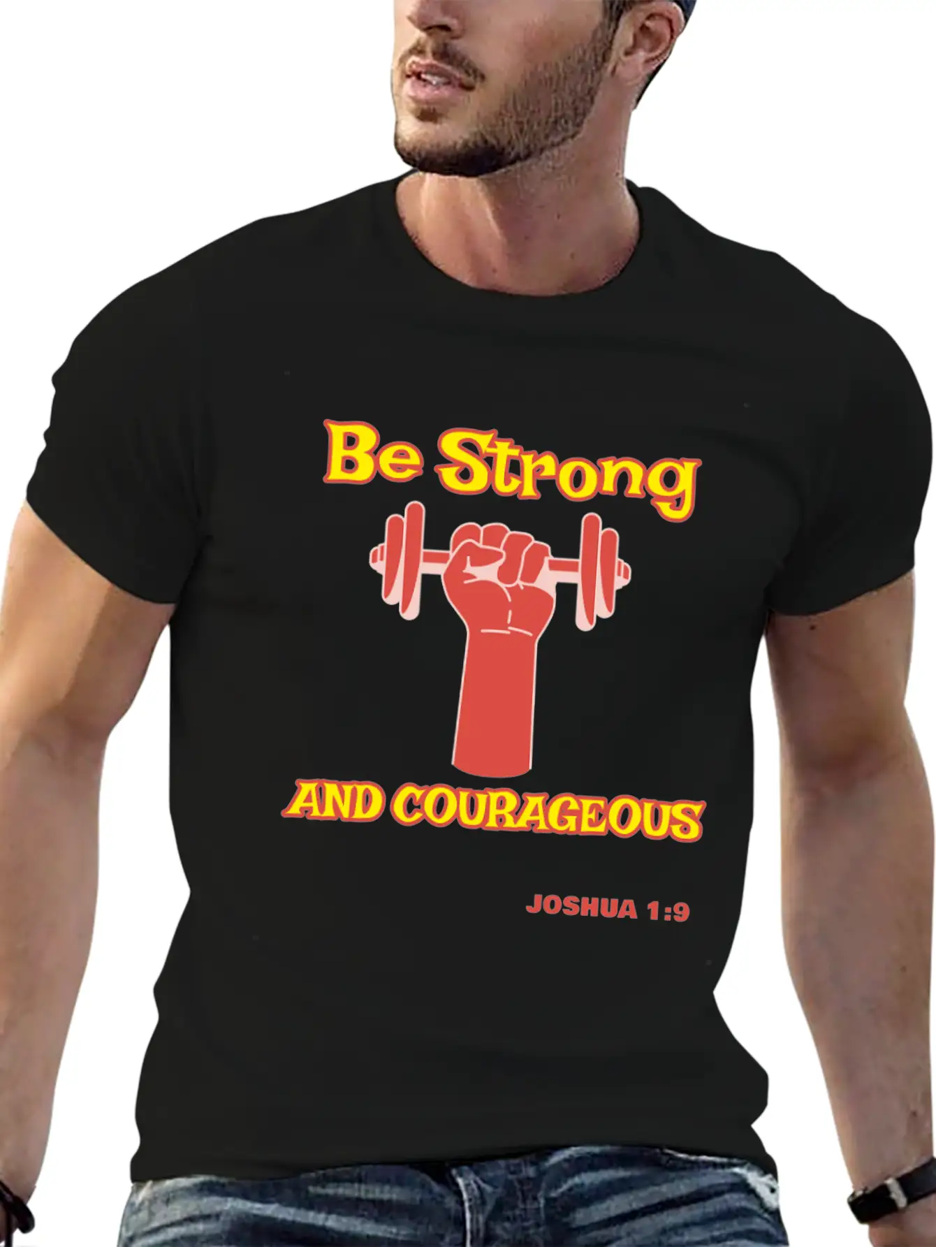 Be Strong And Courageous Joshua 1:9 Christian Tee Basic Graphic T-Shirt – Daily Comfort In Soft Cotton
