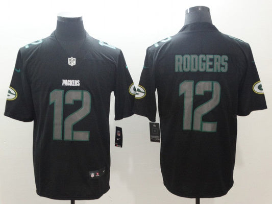 Men's Green Bay Packers #12 Aaron Rodgers Black Alternate Game Jerseys