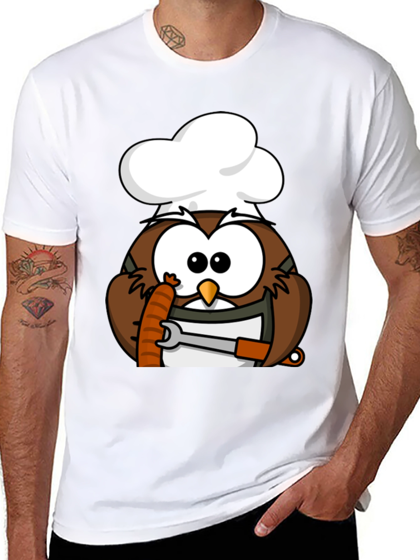 Chef Owl T-Shirt - Funny Cartoon Cook Tee