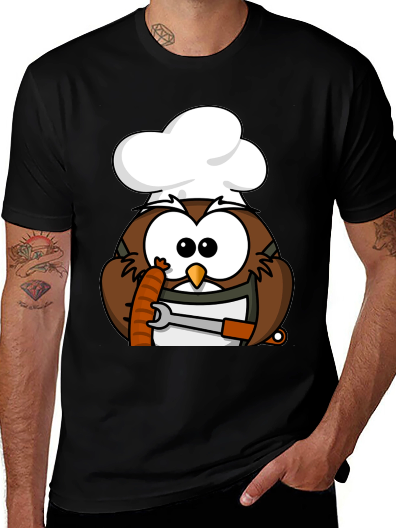 Chef Owl T-Shirt - Funny Cartoon Cook Tee