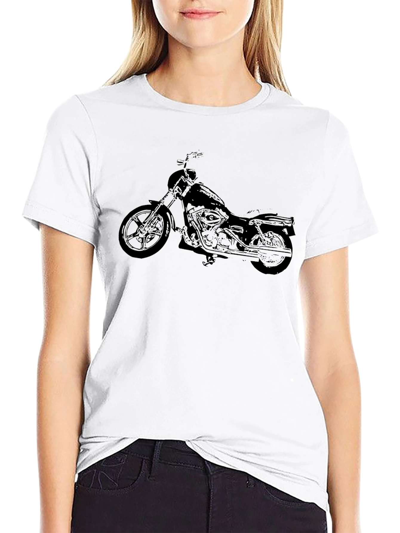 Mens Black Motorcycle Graphic T-Shirt