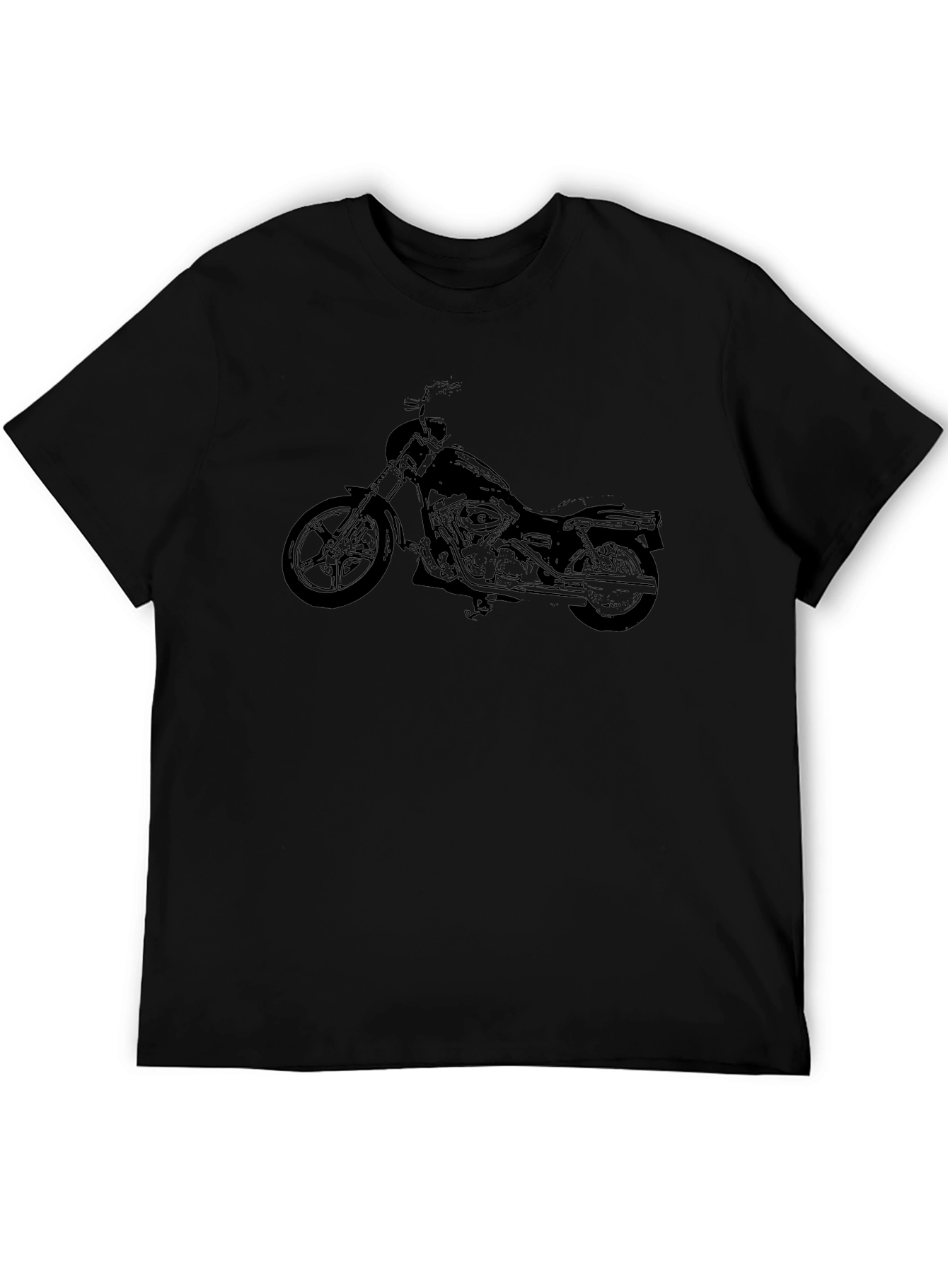 Mens Black Motorcycle Graphic T-Shirt