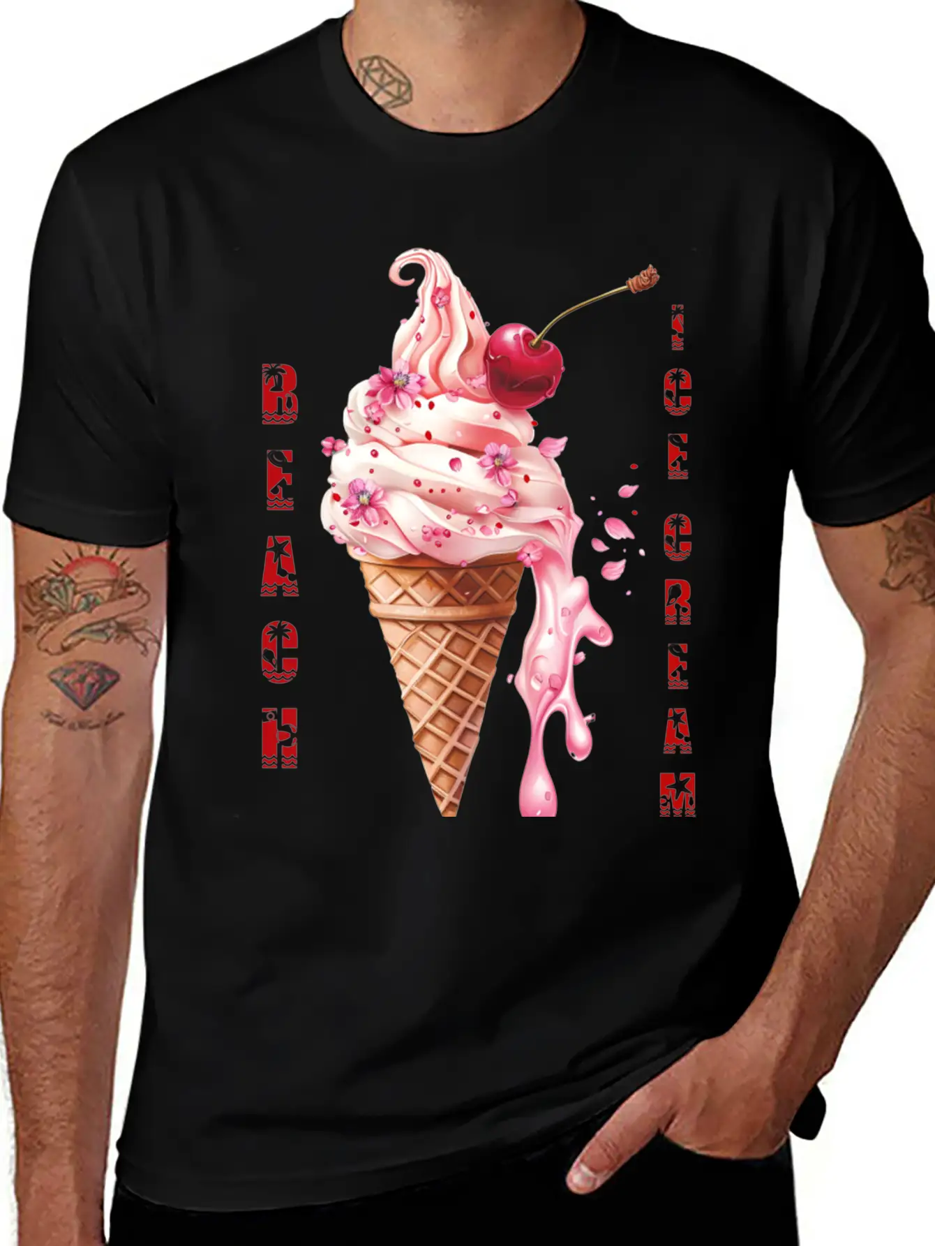 Beach Ice Cream Delight Stylish Everyday T-Shirt – Unisex Basic Cotton Tee