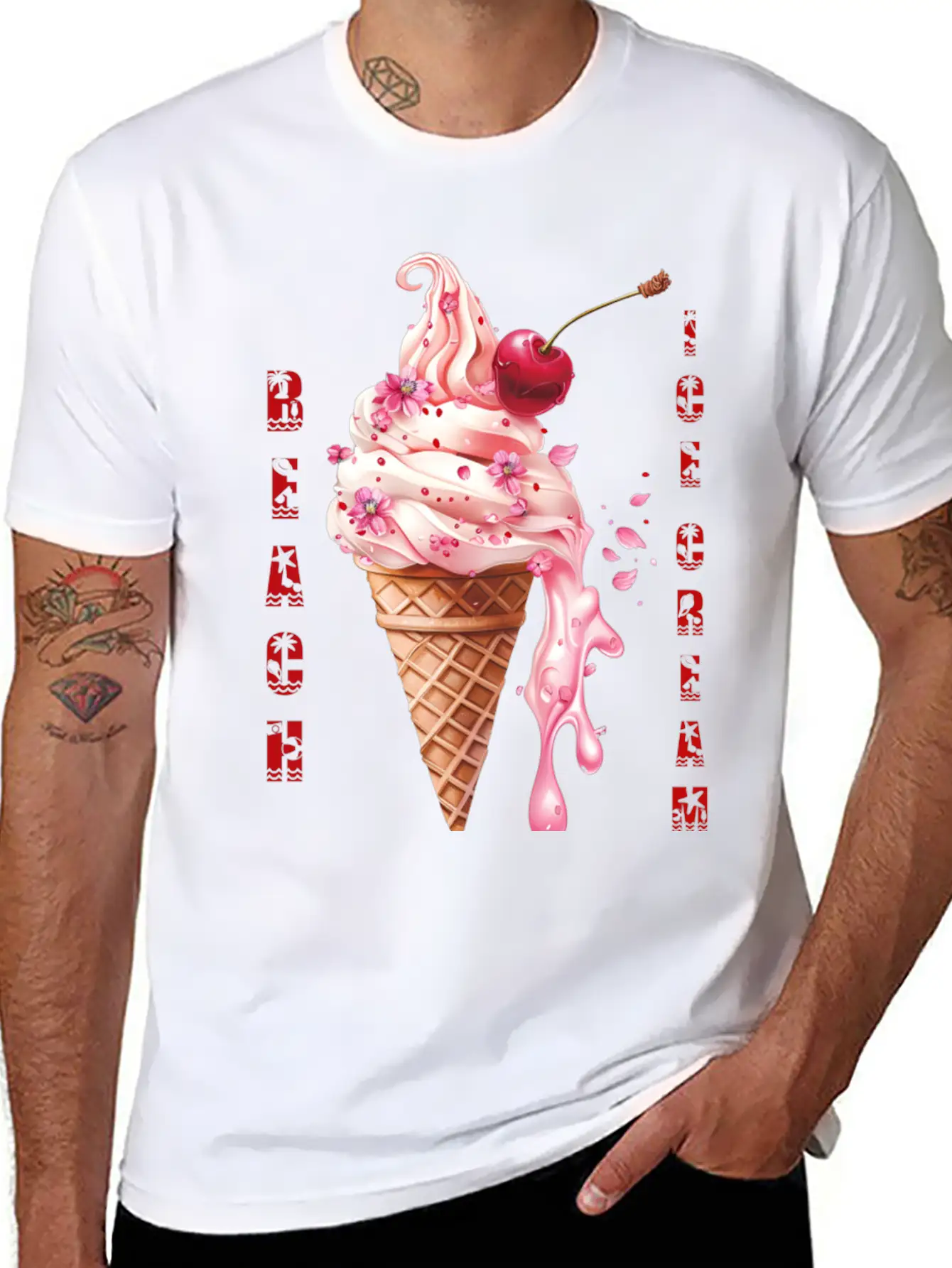 Beach Ice Cream Delight Stylish Everyday T-Shirt – Unisex Basic Cotton Tee