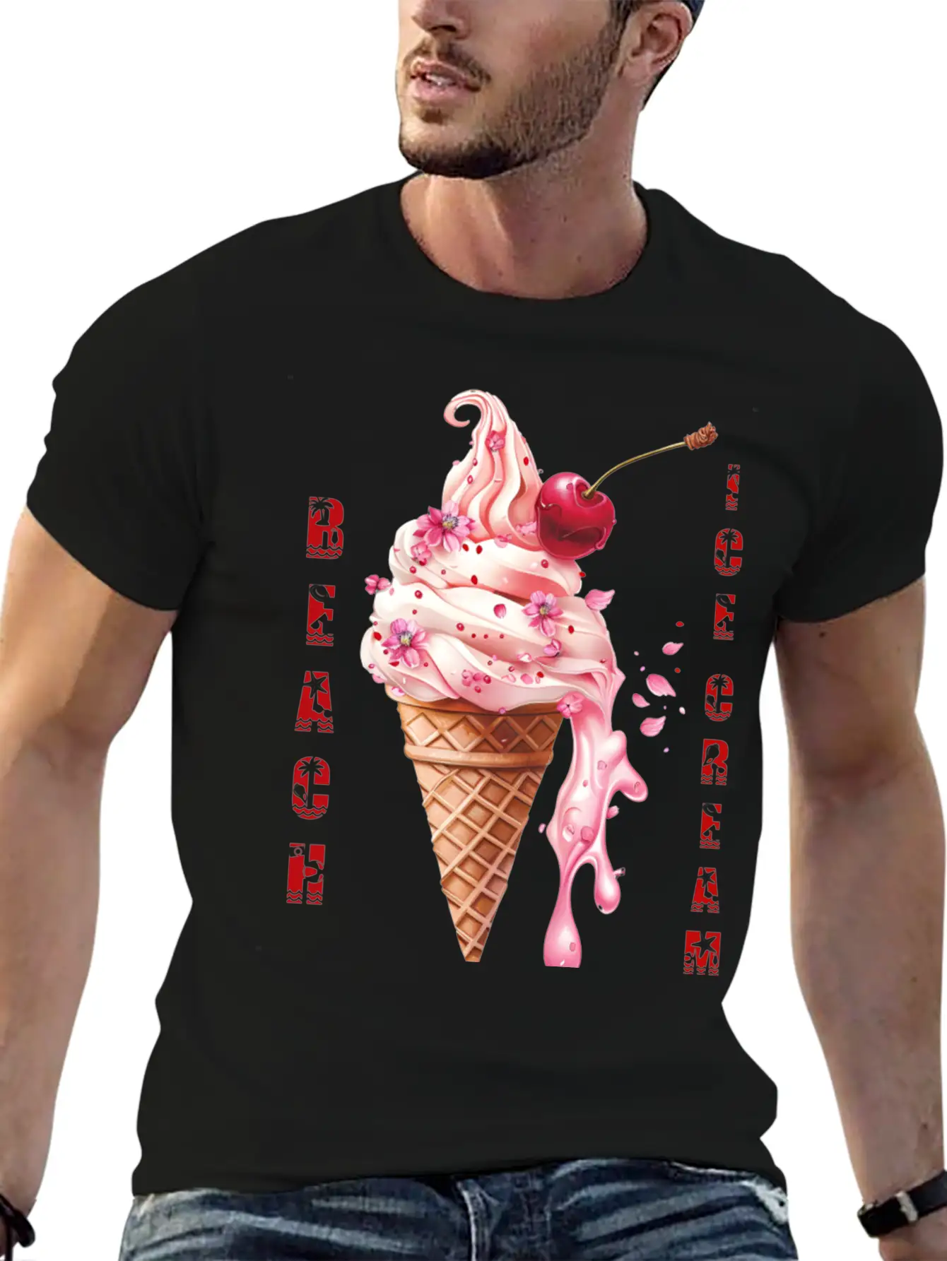 Beach Ice Cream Delight Stylish Everyday T-Shirt – Unisex Basic Cotton Tee