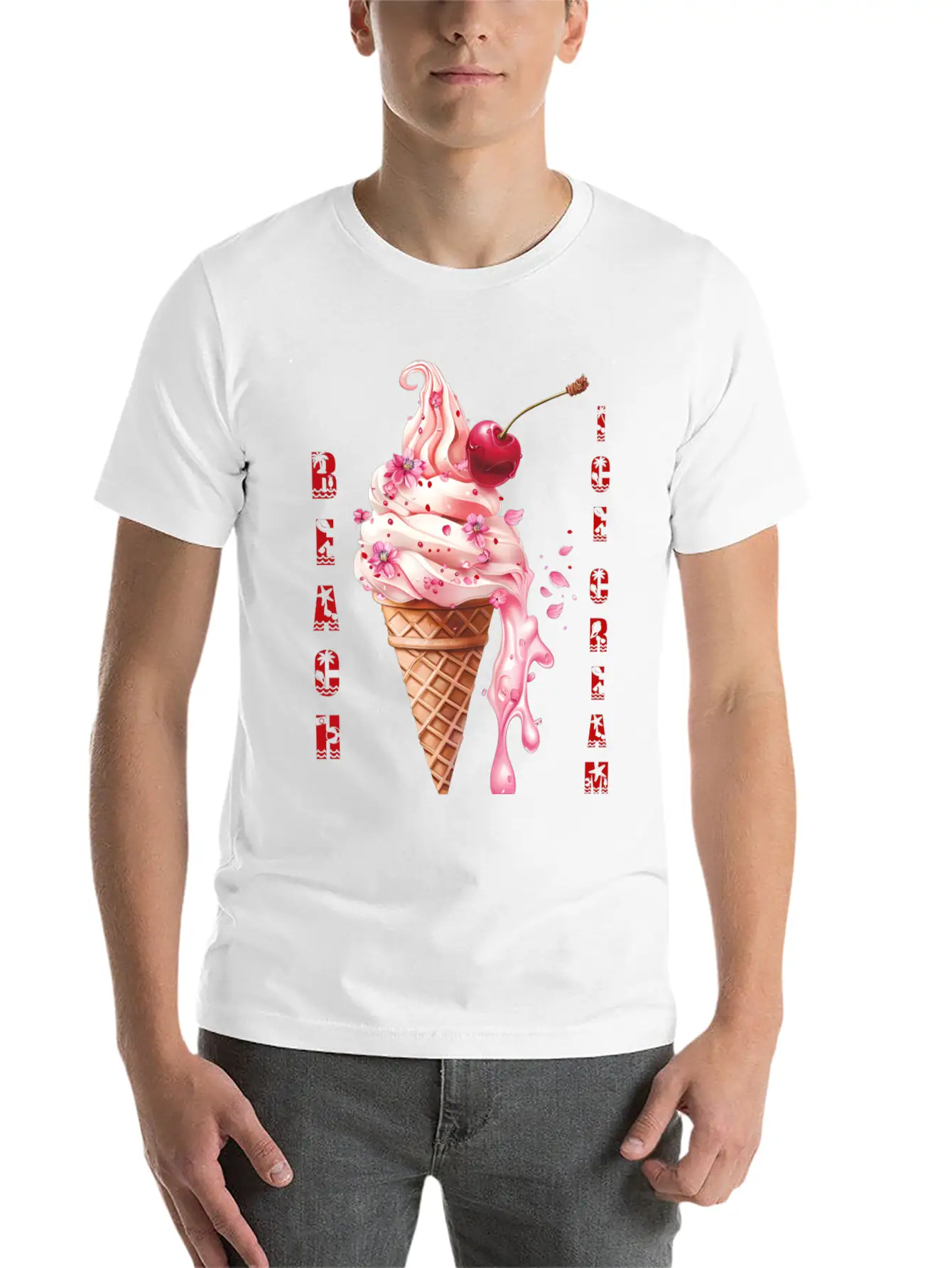 Beach Ice Cream Delight Stylish Everyday T-Shirt – Unisex Basic Cotton Tee