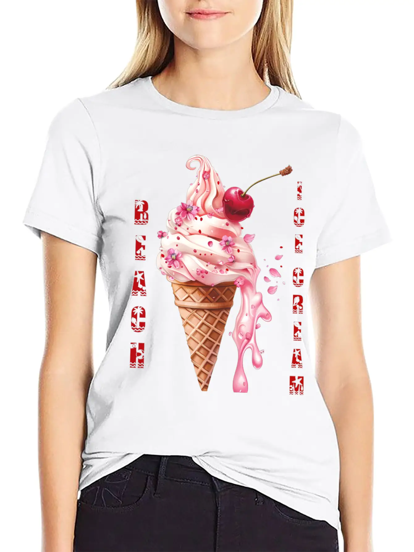 Beach Ice Cream Delight Stylish Everyday T-Shirt – Unisex Basic Cotton Tee