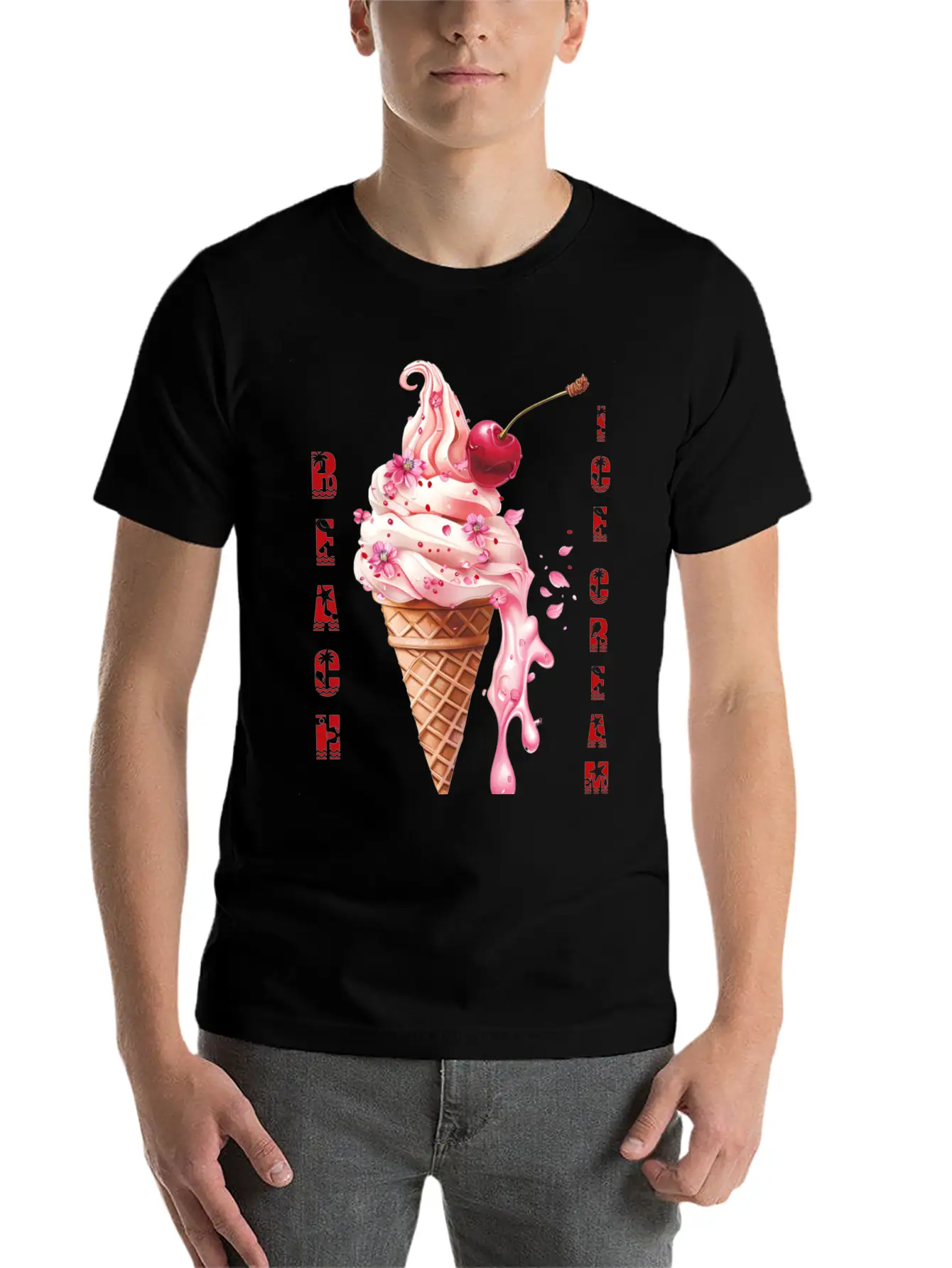 Beach Ice Cream Delight Stylish Everyday T-Shirt – Unisex Basic Cotton Tee