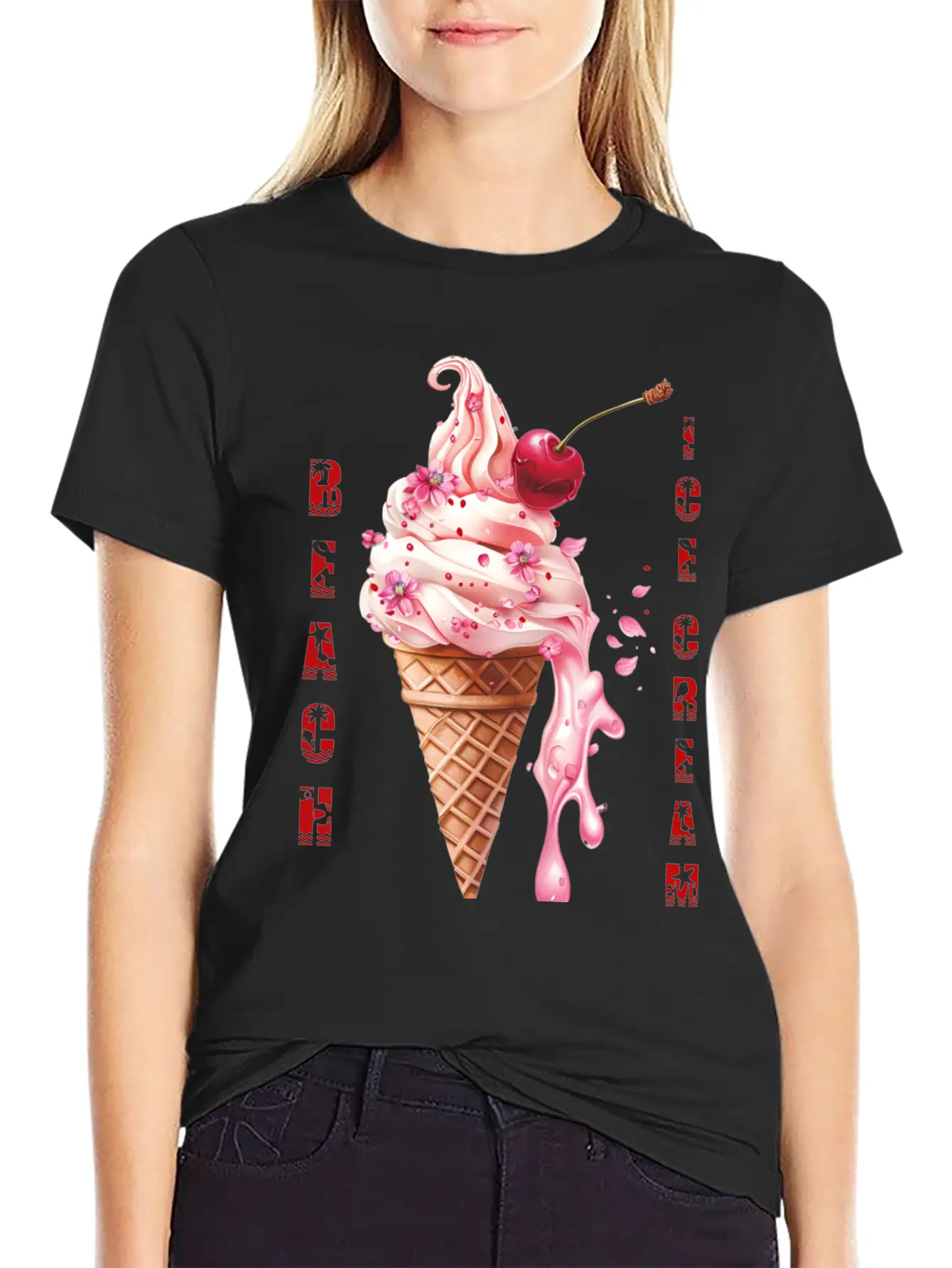 Beach Ice Cream Delight Stylish Everyday T-Shirt – Unisex Basic Cotton Tee