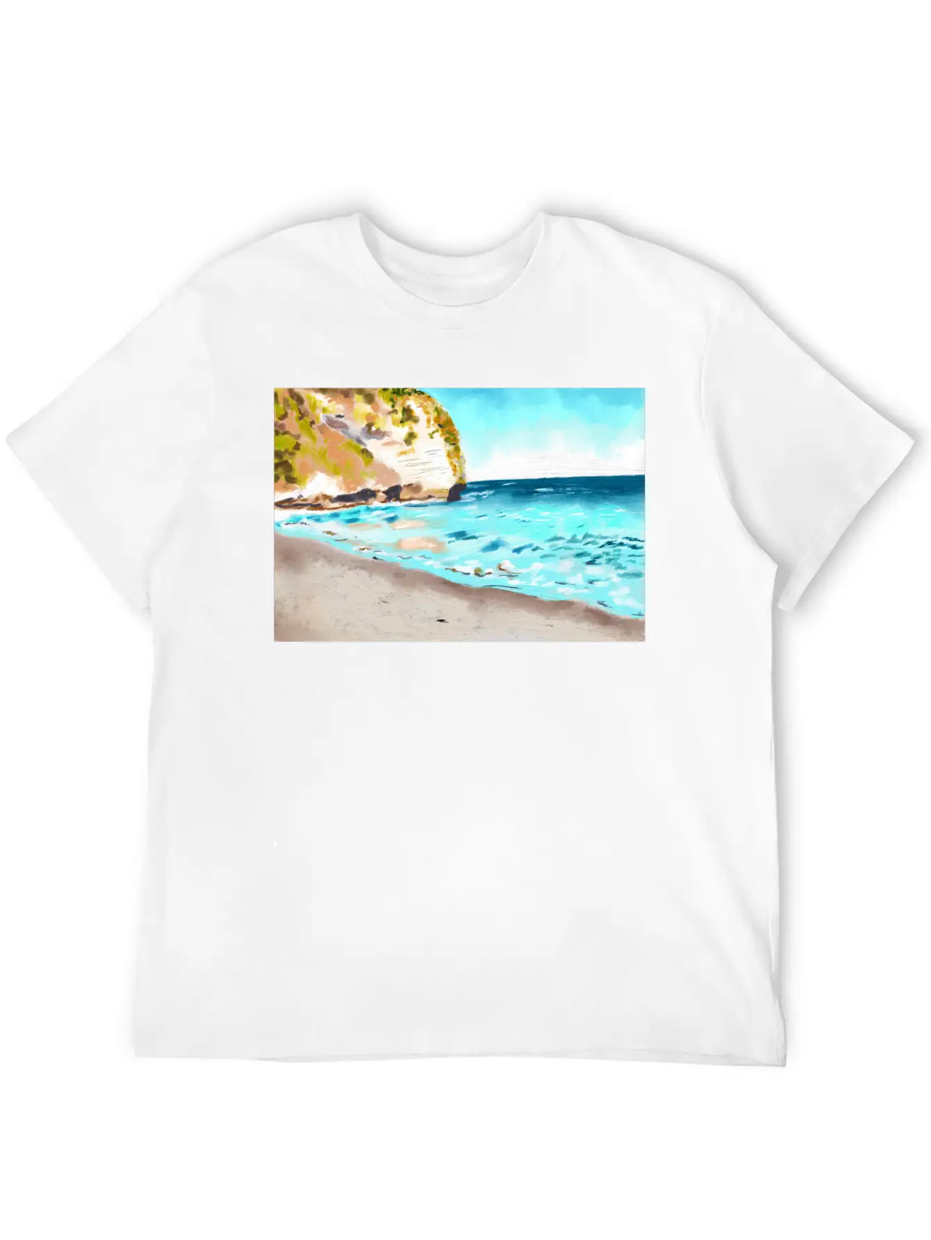 Beach Landscape On A Sunny Day Stylish Everyday T-Shirt – Unisex Basic Cotton Tee