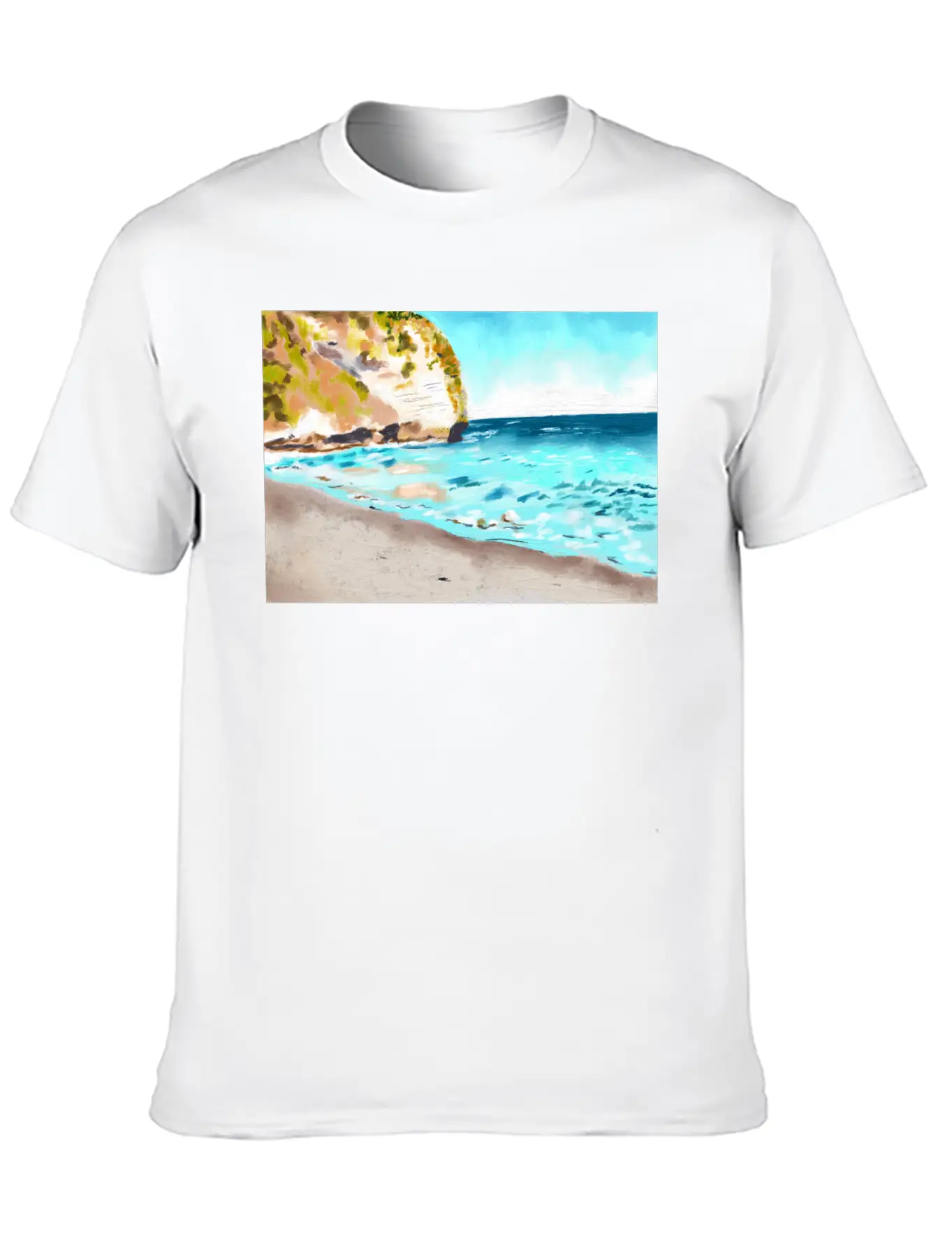 Beach Landscape On A Sunny Day Stylish Everyday T-Shirt – Unisex Basic Cotton Tee