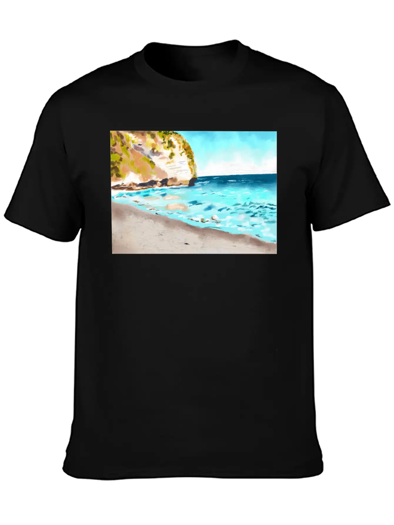 Beach Landscape On A Sunny Day Stylish Everyday T-Shirt – Unisex Basic Cotton Tee