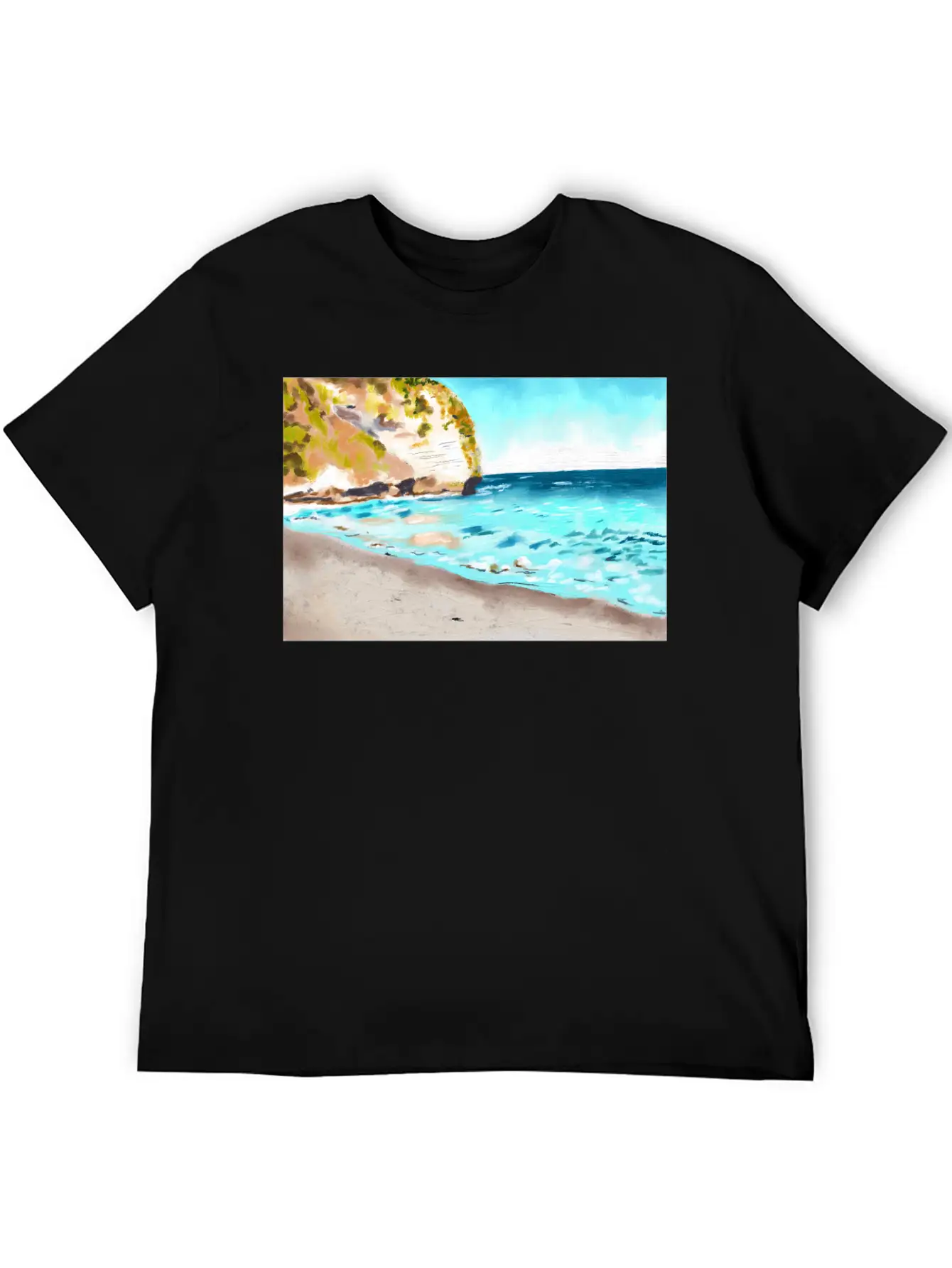 Beach Landscape On A Sunny Day Stylish Everyday T-Shirt – Unisex Basic Cotton Tee